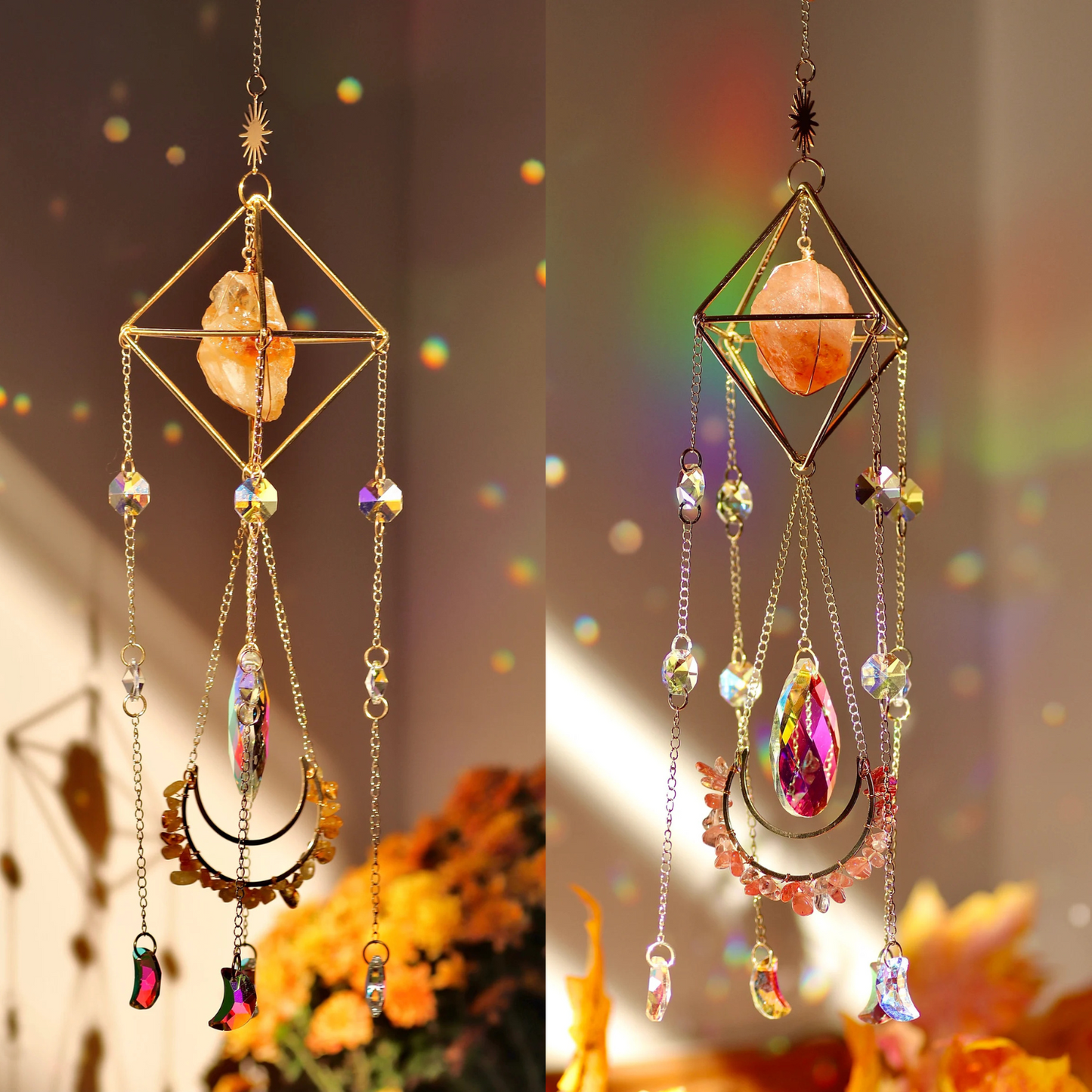 Citrine crystal suncatcher