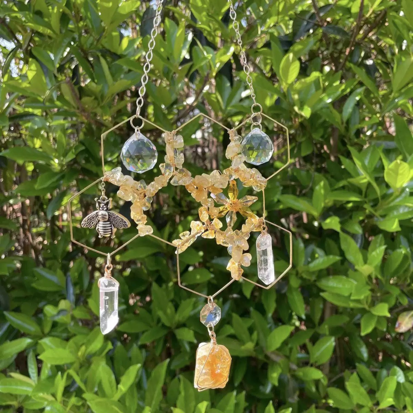 Citrine suncatcher in sunlight