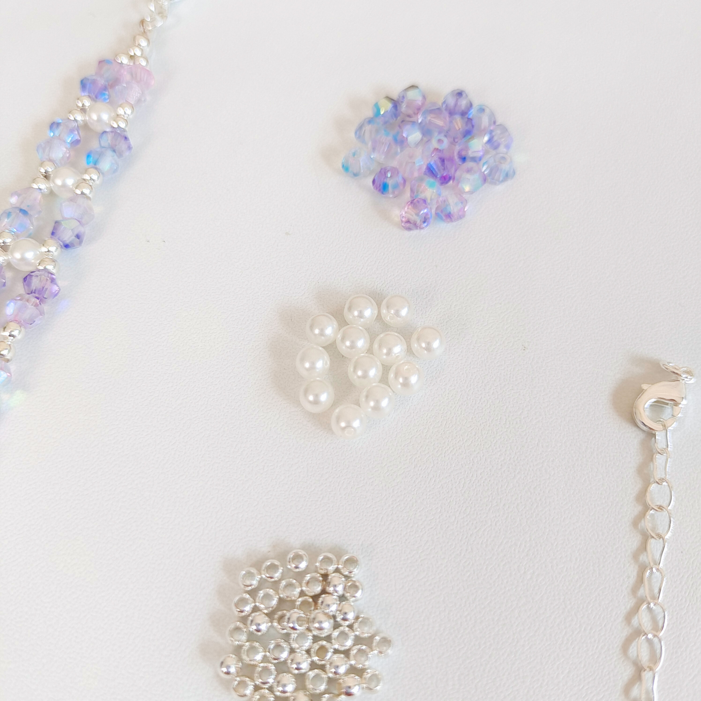Components for handmade bracelet with dreamy purple crystals