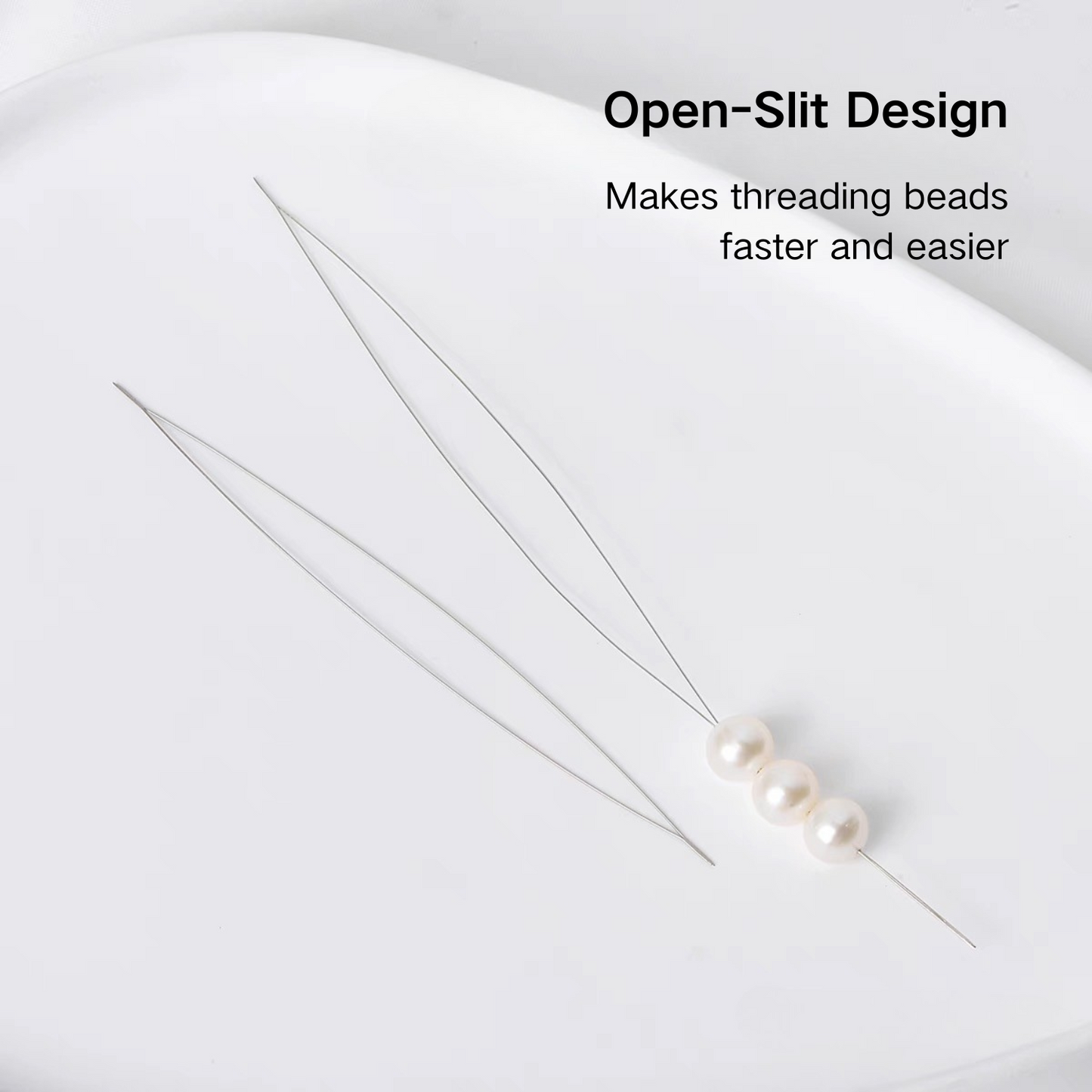 Beading needle with open eye display