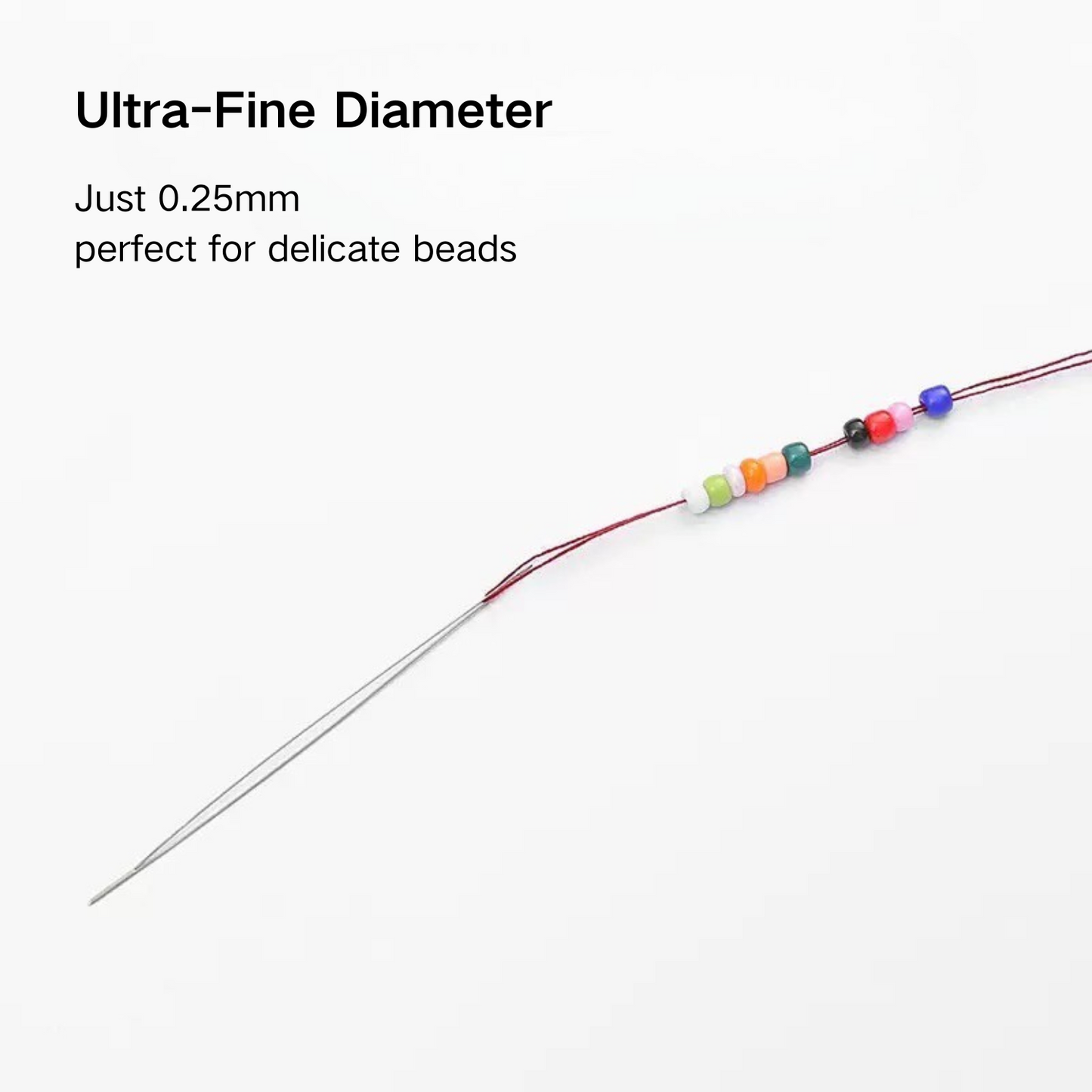 DIY beading needle tip size display