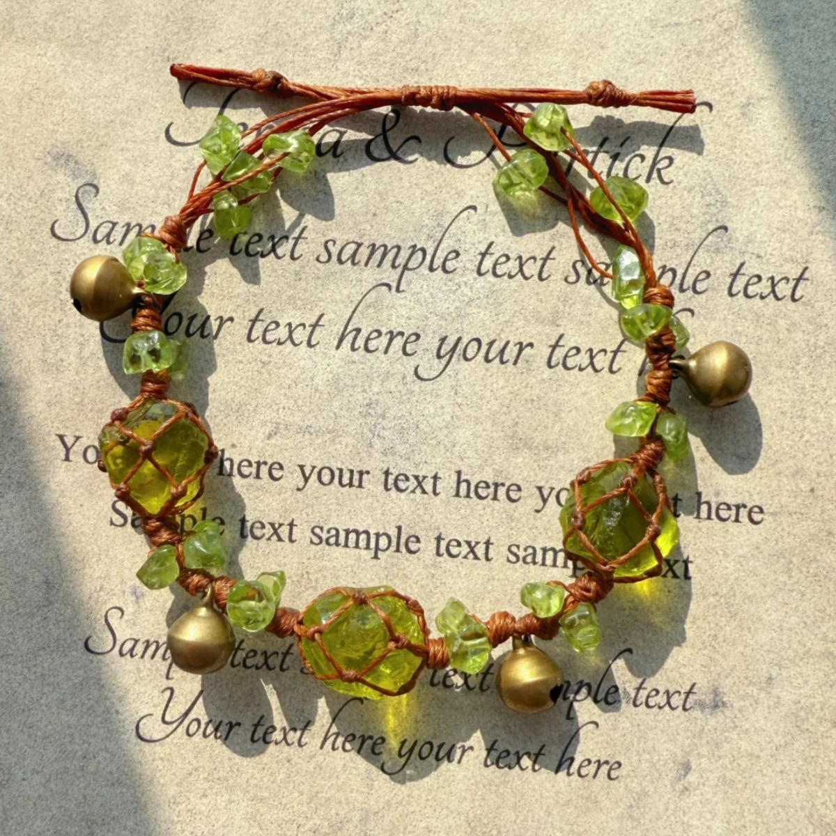 Peridot bracelet close-up