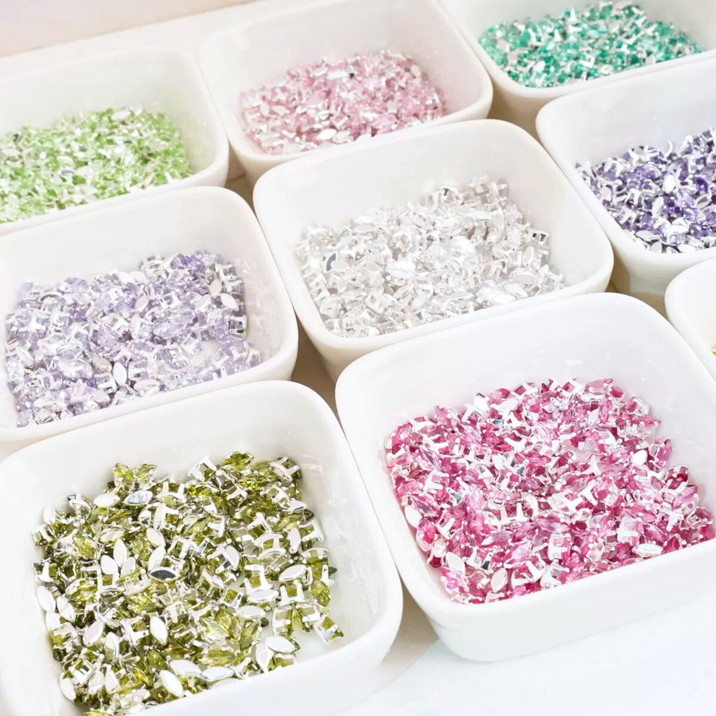 Silver-plated prong-set marquise CZ stones