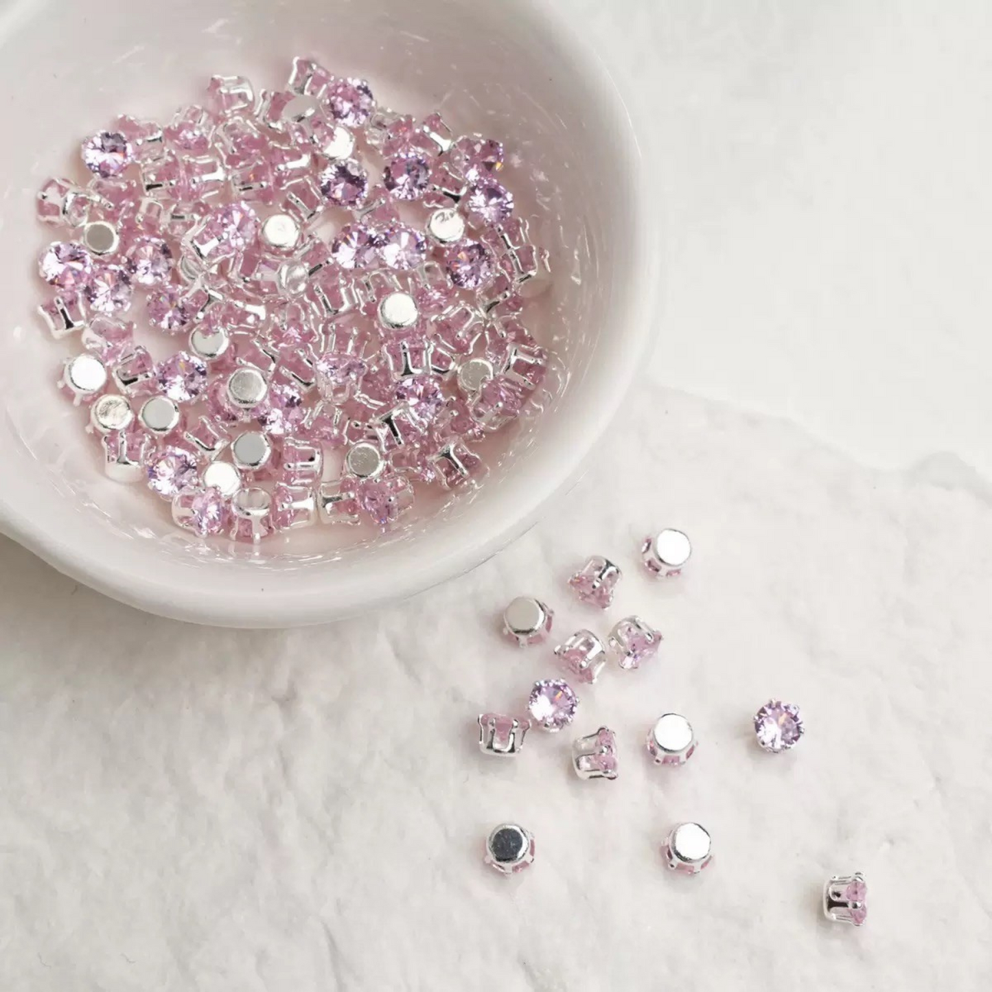 pink round-cut CZ stones