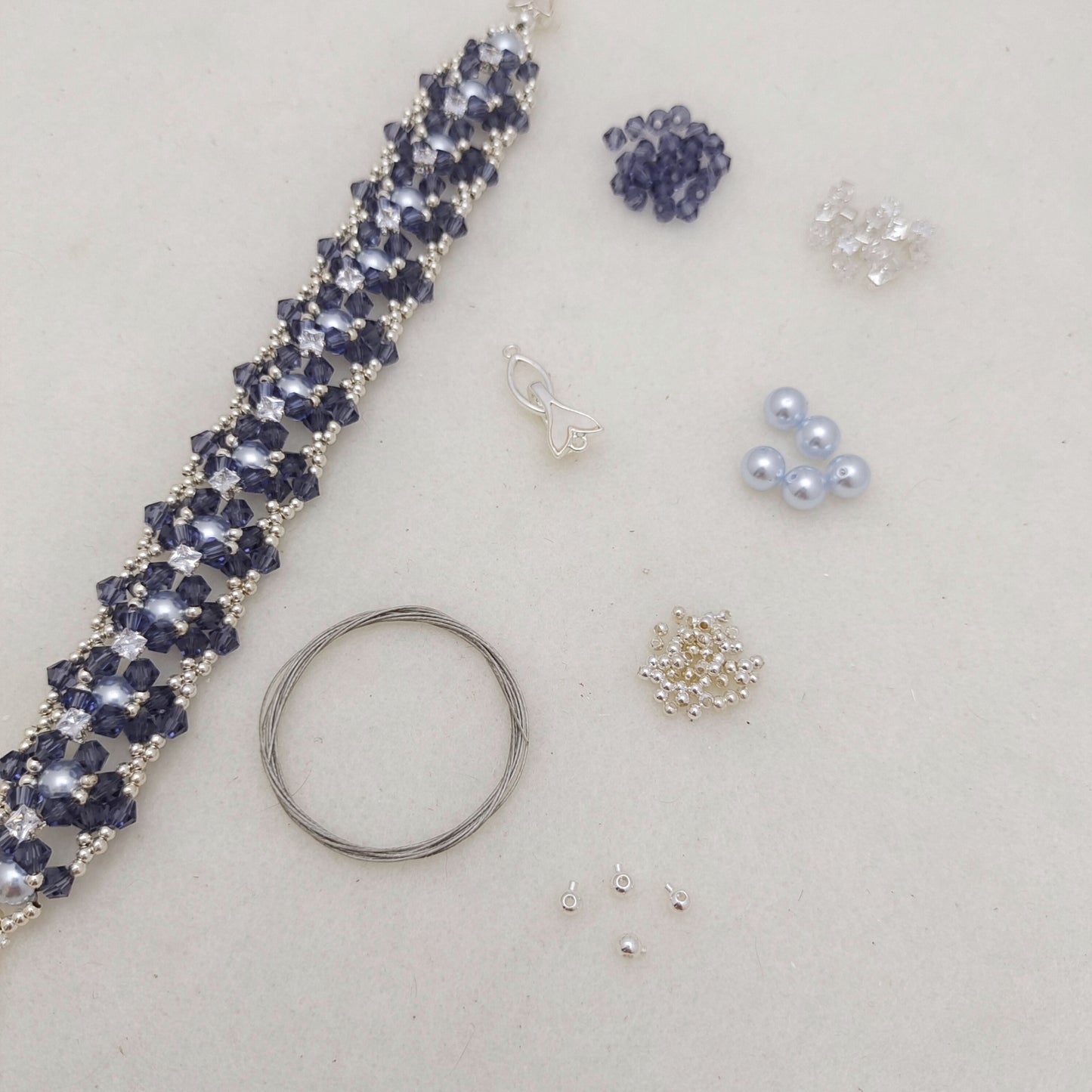 【No.118】DIY Jewelry Kit | “Dance of the Mystic Lotus” Bracelet with Pearls, CZ & Beads | Complete Tutorial Included