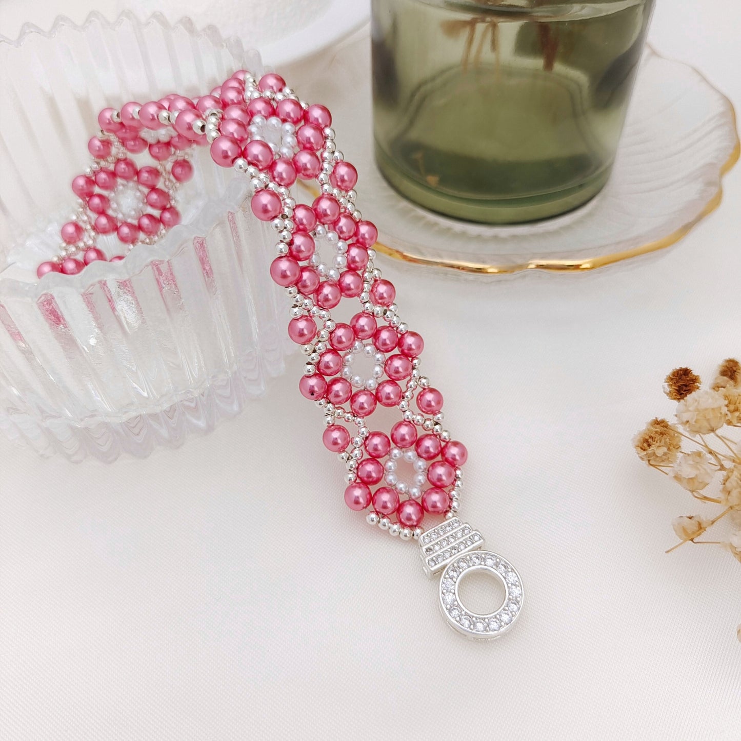 【No.125】DIY Beading Kit – Sweet Berry Pearl Bracelet | Complete Jewelry Making Set with Tutorial iFCraftorium