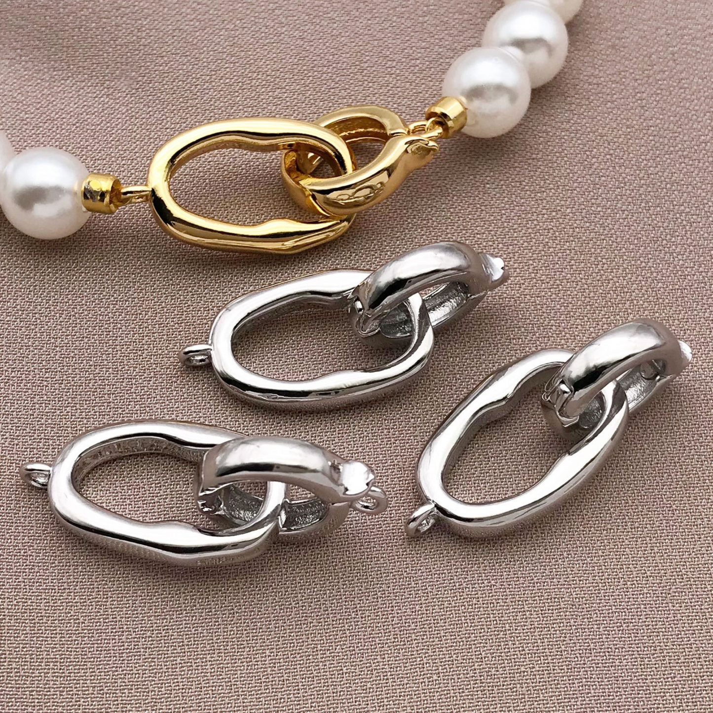 【B17】3PCS Irregular Oval Clasp – Gold/Silver-Plated Copper Connector for DIY Bracelets & Necklaces
