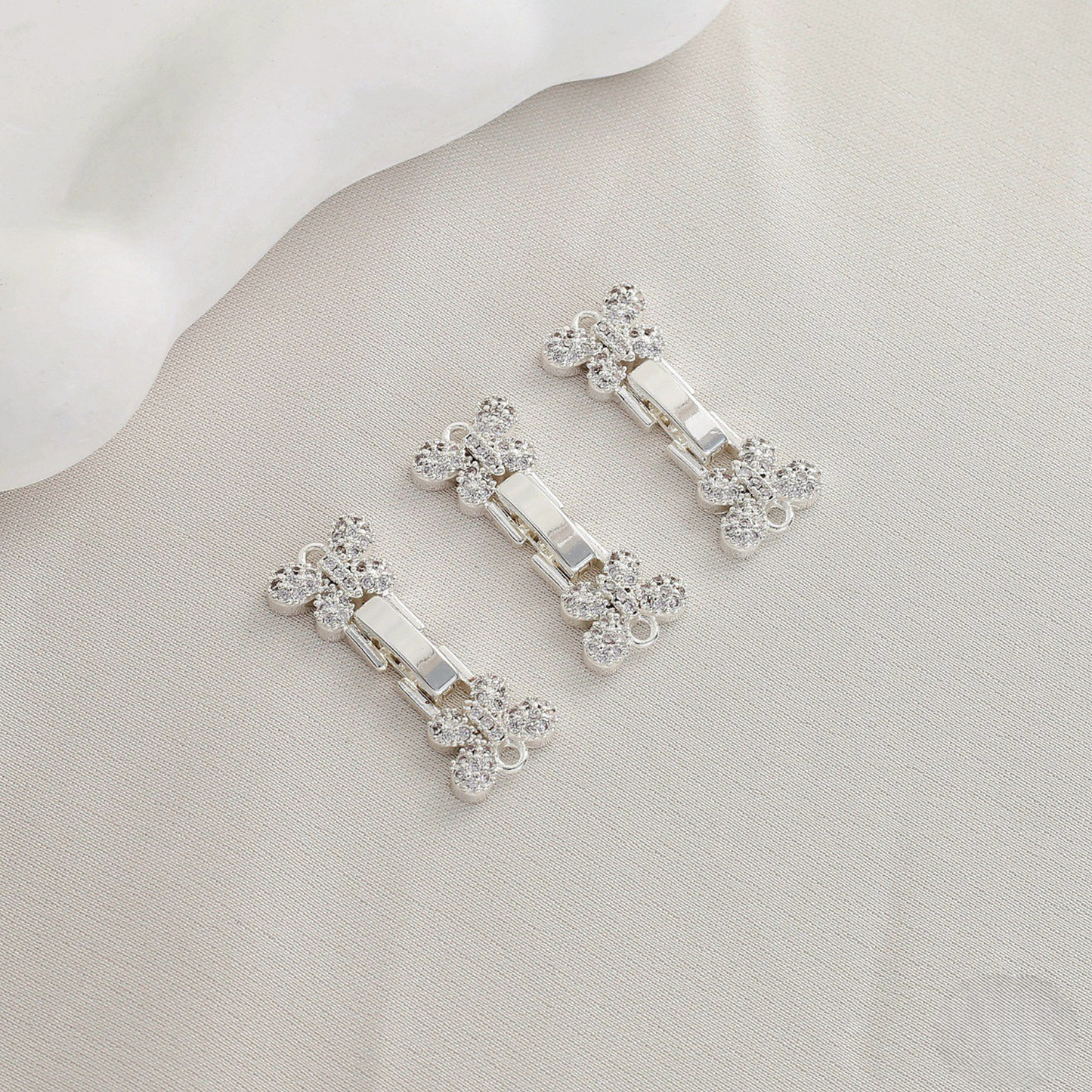 【B18】1PCS Butterfly Clasp Connector – Micro Pave Rhinestone Strap Link | DIY Jewelry Making