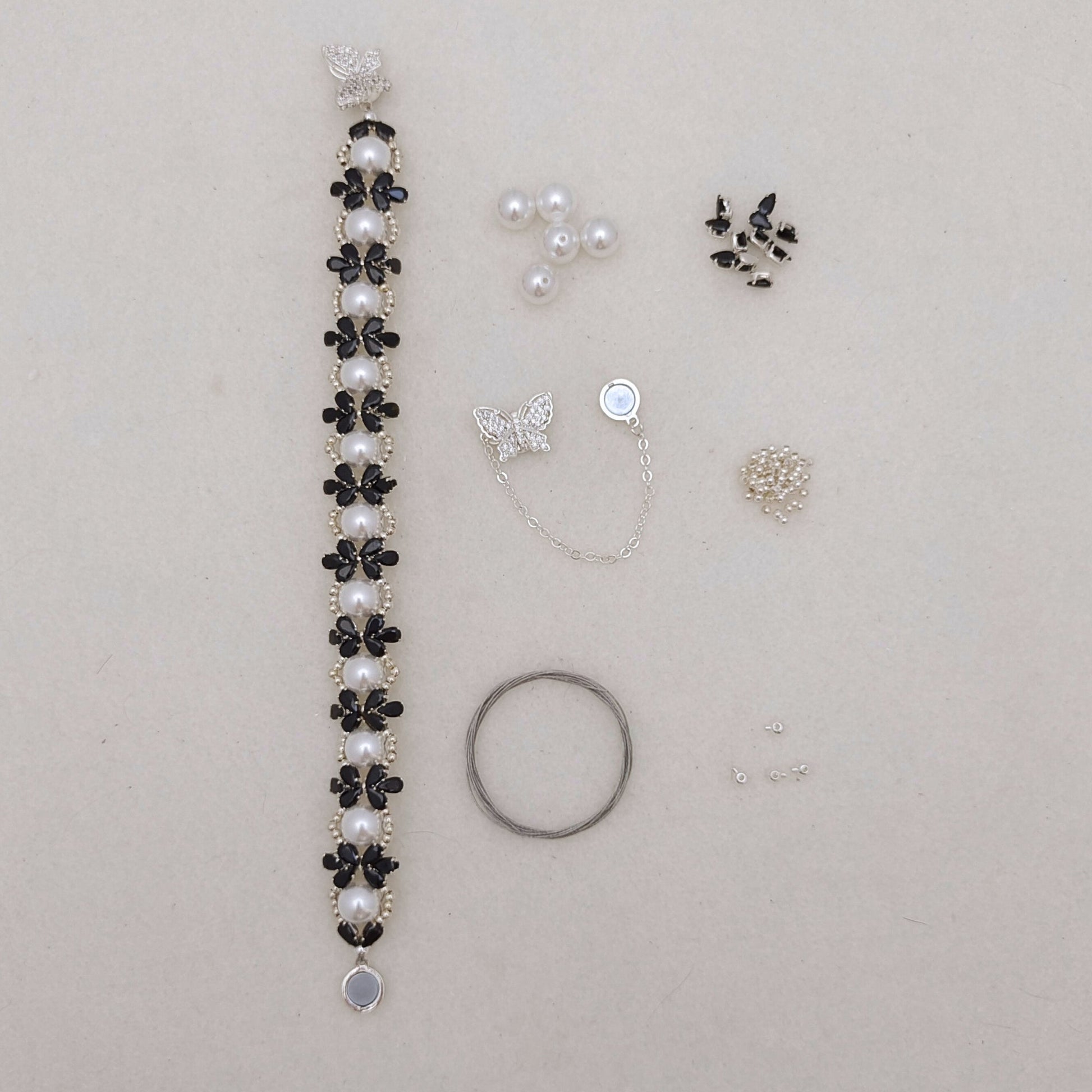 【No.127】DIY Bracelet Kit – Happy Party Design with Pearls, Teardrop CZ & Butterfly Magnetic Clasp | Complete Jewelry Tutorial iFCraftorium
