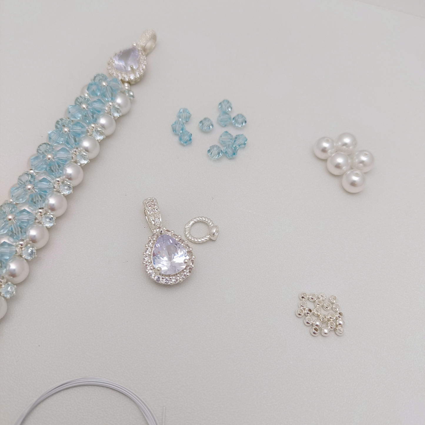 【No.79】 Tear of Mermaid DIY Bracelet Craft Kit – Pearls, Crystals, CZ & Full Tutorial Handmade Bracelet