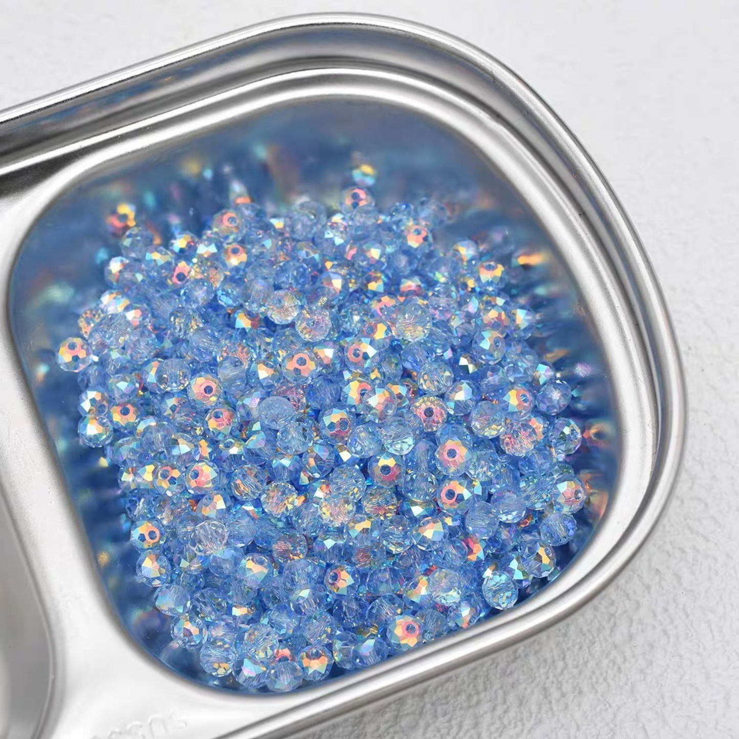 【L08】100PCS DIY Crystal Beads – 6mm AB Shiny Rondelle Wheel Beads, Imitation Swarovski Glass Beads for Handmade Jewelry Making (Bracelets & Necklaces)