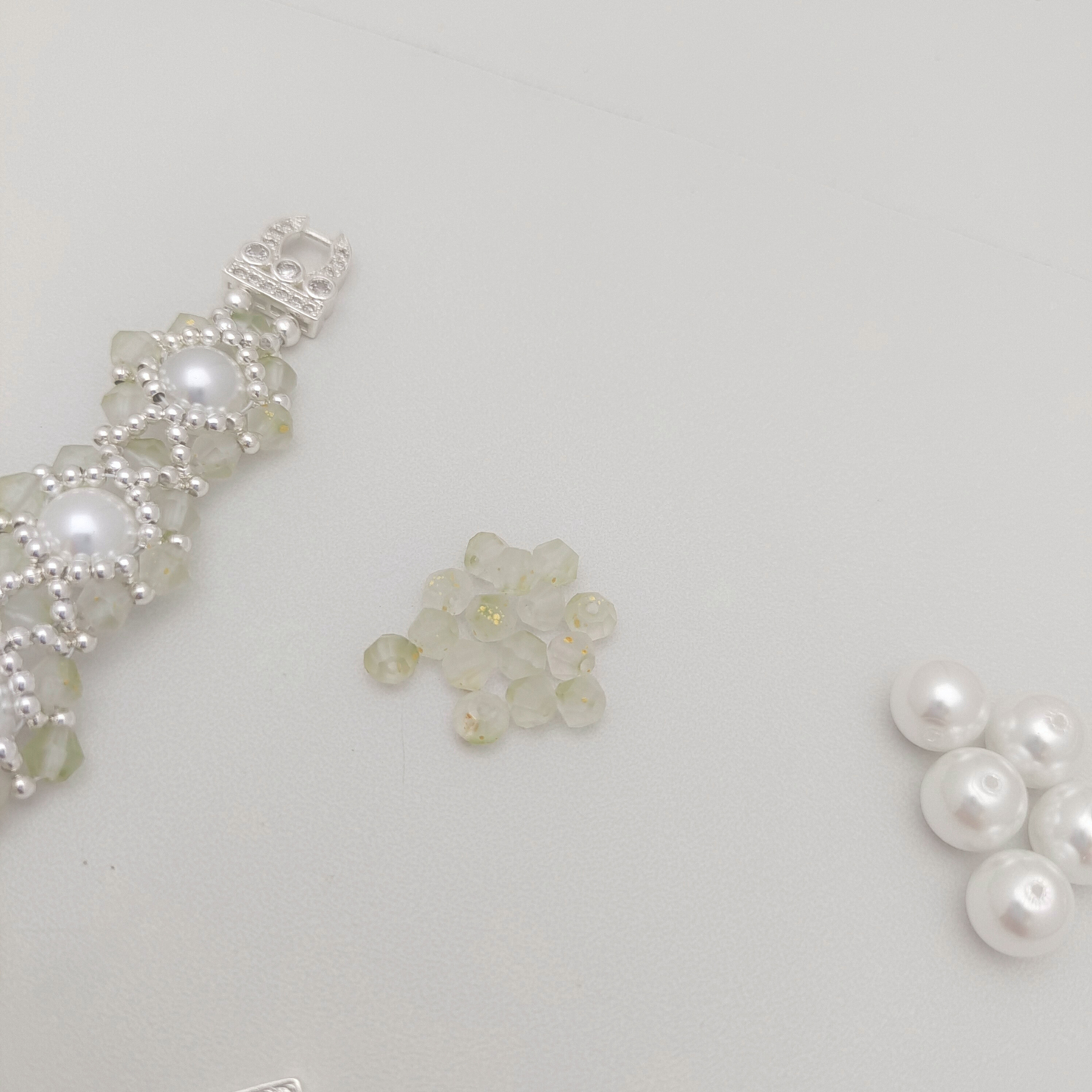 【No.85】 DIY Bracelet Kit – Summer Succulent with Pearls & Diamond Beads Handmade Bracelet Gft for Her