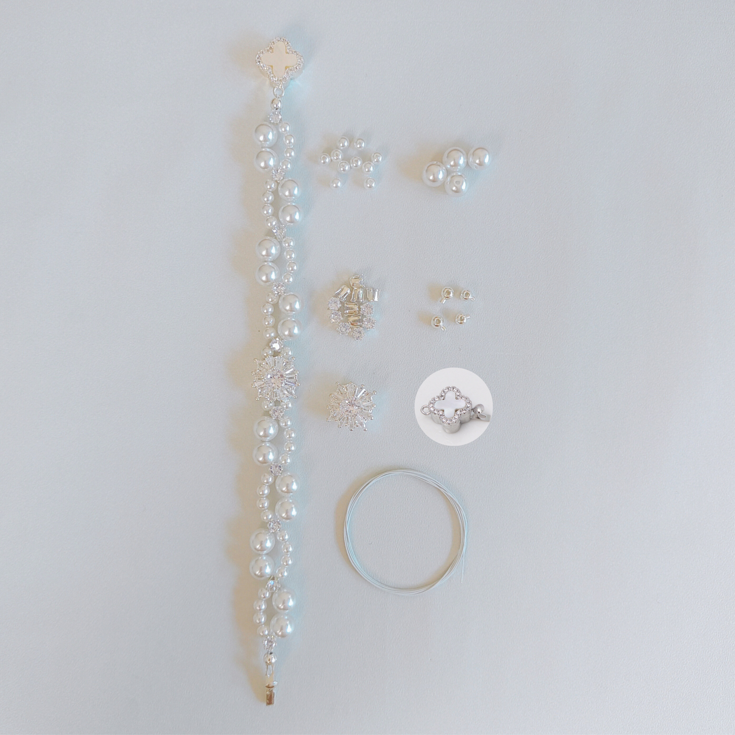 【No.48】 Dream Wedding DIY Bracelet Craft Kit with Pearl & Zircon Handmade Bracelet – Step-by-Step Tutorial