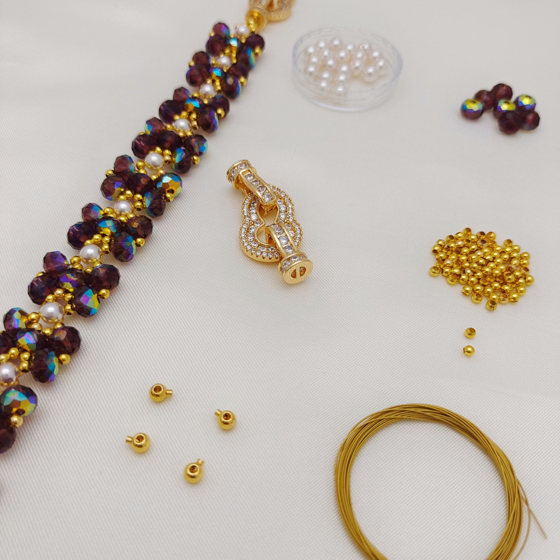 【No.147】Purple Butterfly Bracelet DIY Kit | Pearl Beads & Beading Supplies iFCraftorium