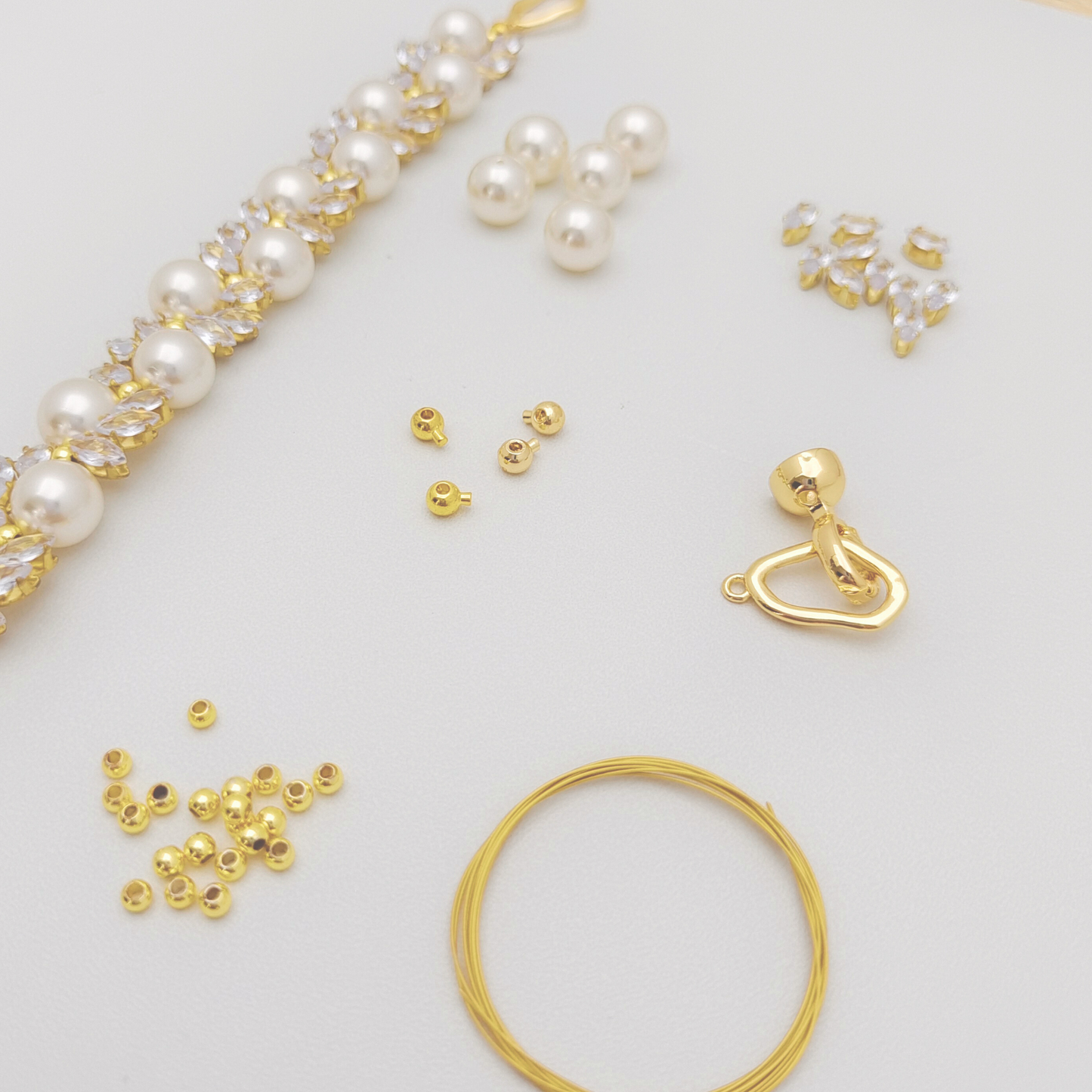 【No.52】 Angel’s Feather DIY Bracelet Craft Kit | Marquise Zircon & Pearl | Handmade Jewelry  Includes Tutorial