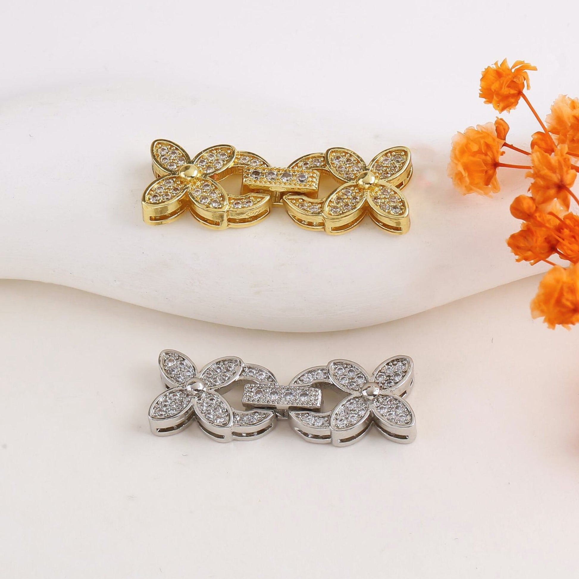 【B27】1PCS DIY Jewelry Findings – Butterfly Strap Clasp with Zircon | 18K Gold/Platinum Plated | Non-fading Beading Accessories iFCraftorium