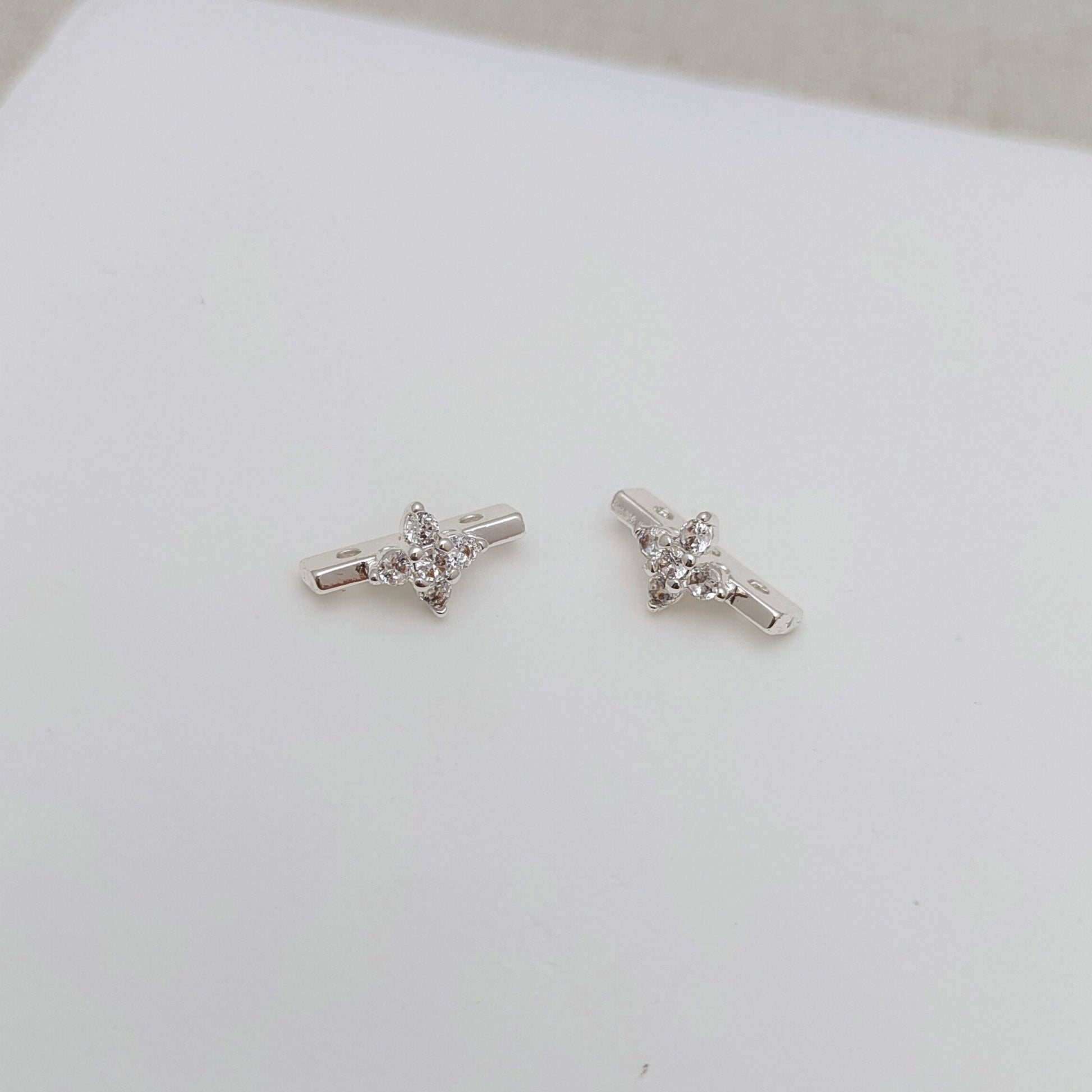 【S13】10PCS DIY Spacer Beads – Triple-Row Micro Pave Zircon Separator, Gold-Plated Copper Jewelry Findings for Handmade Bracelets & Necklaces iFCraftorium