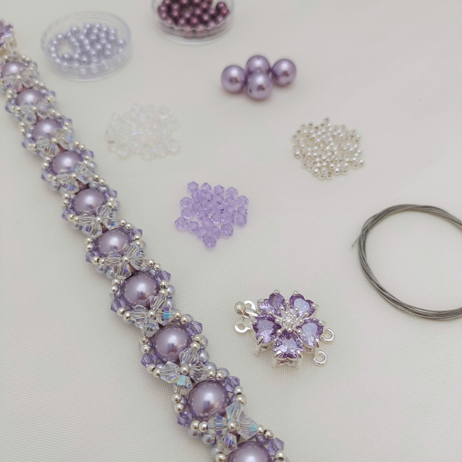 【No.142】Bracelet DIY Kit-Snow Lotus Pearl Beaded Bracelet | Handmade Jewelry Gift | Elegant Layered Design | Beading Materials + Full Tutorial iFCraftorium