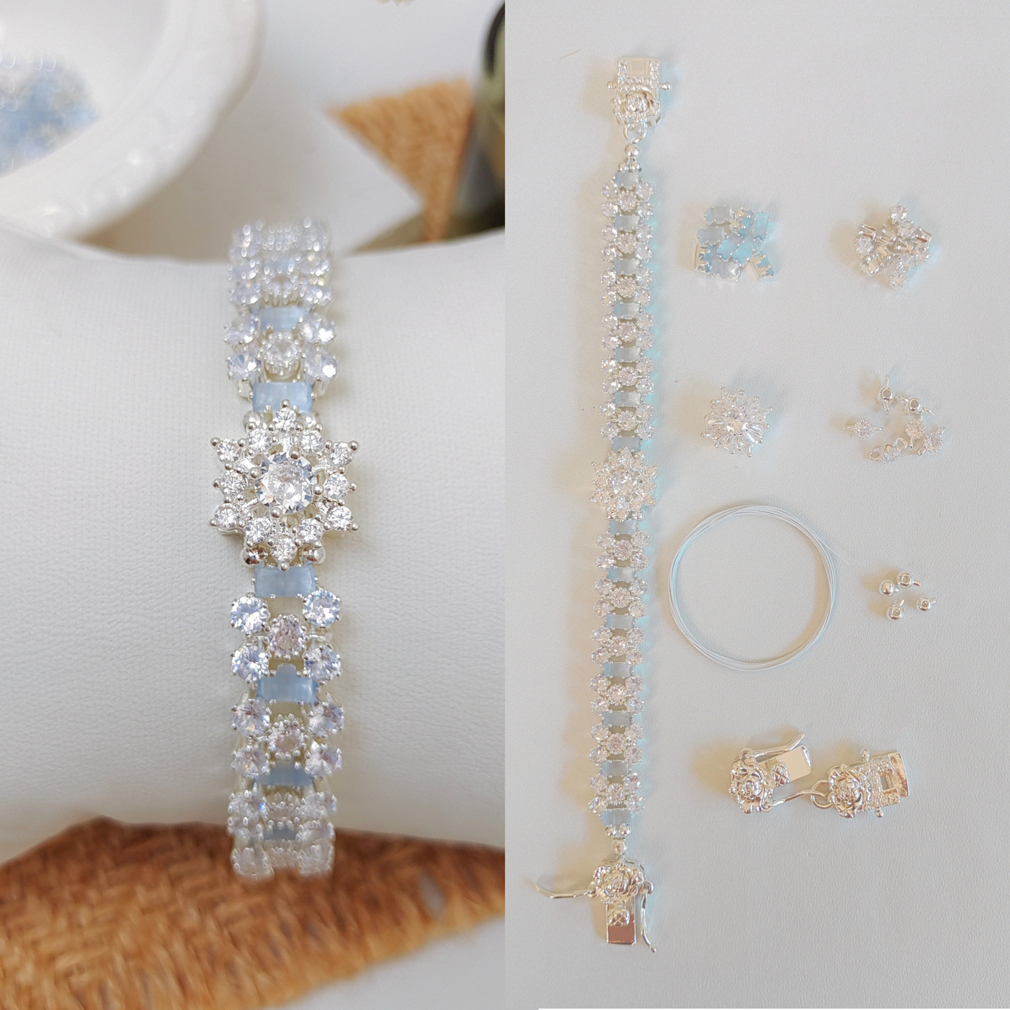 【No.49】 DIY Bracelet Craft Kit – Starry Wishes with Snowflake Zircon & Crystal Beads Beading Set