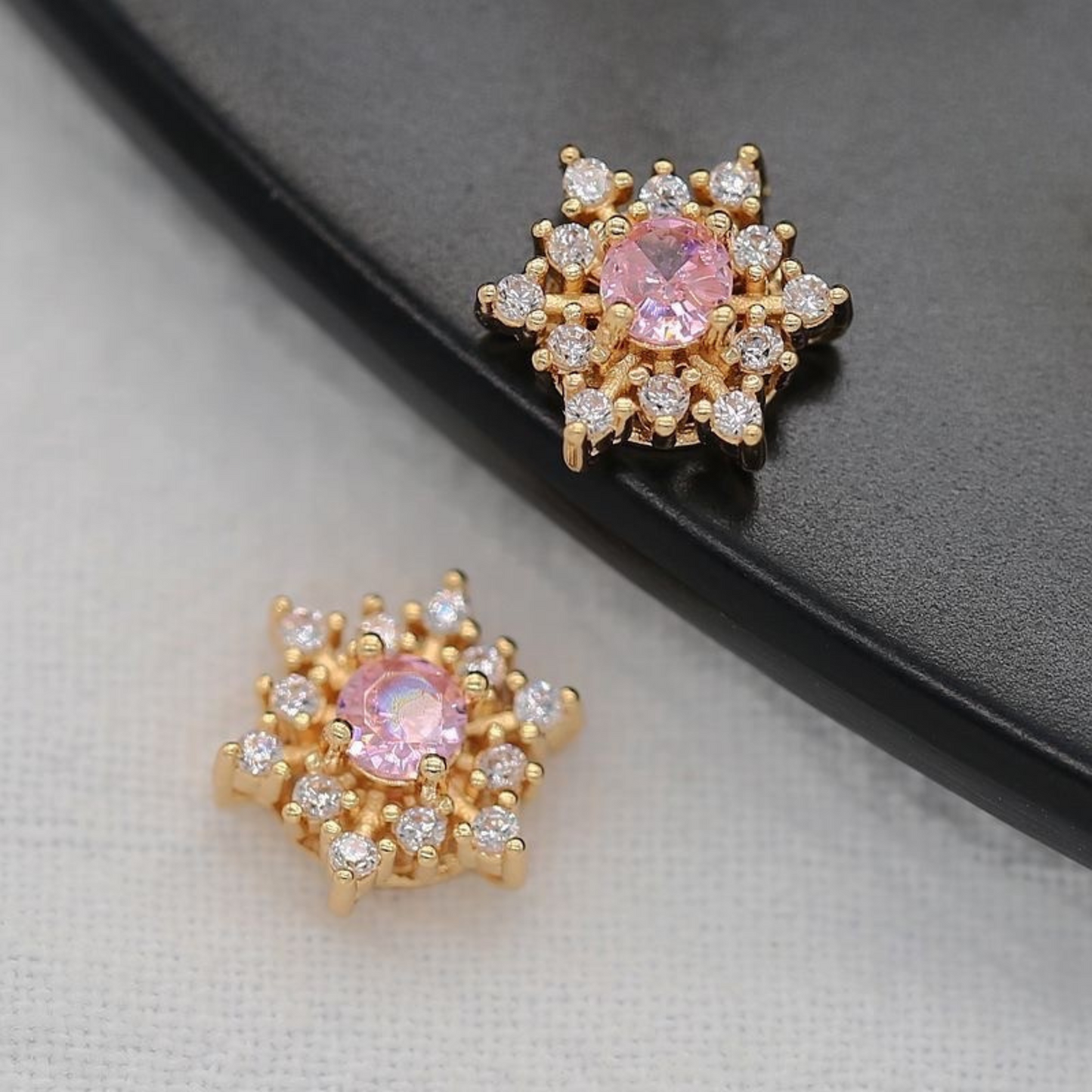 【S06】1PCS Hexagram CZ Spacer Beads – Sparkling 6-Point Star Beads, Gold/Silver-Plated, for DIY Bracelets & Jewelry Making