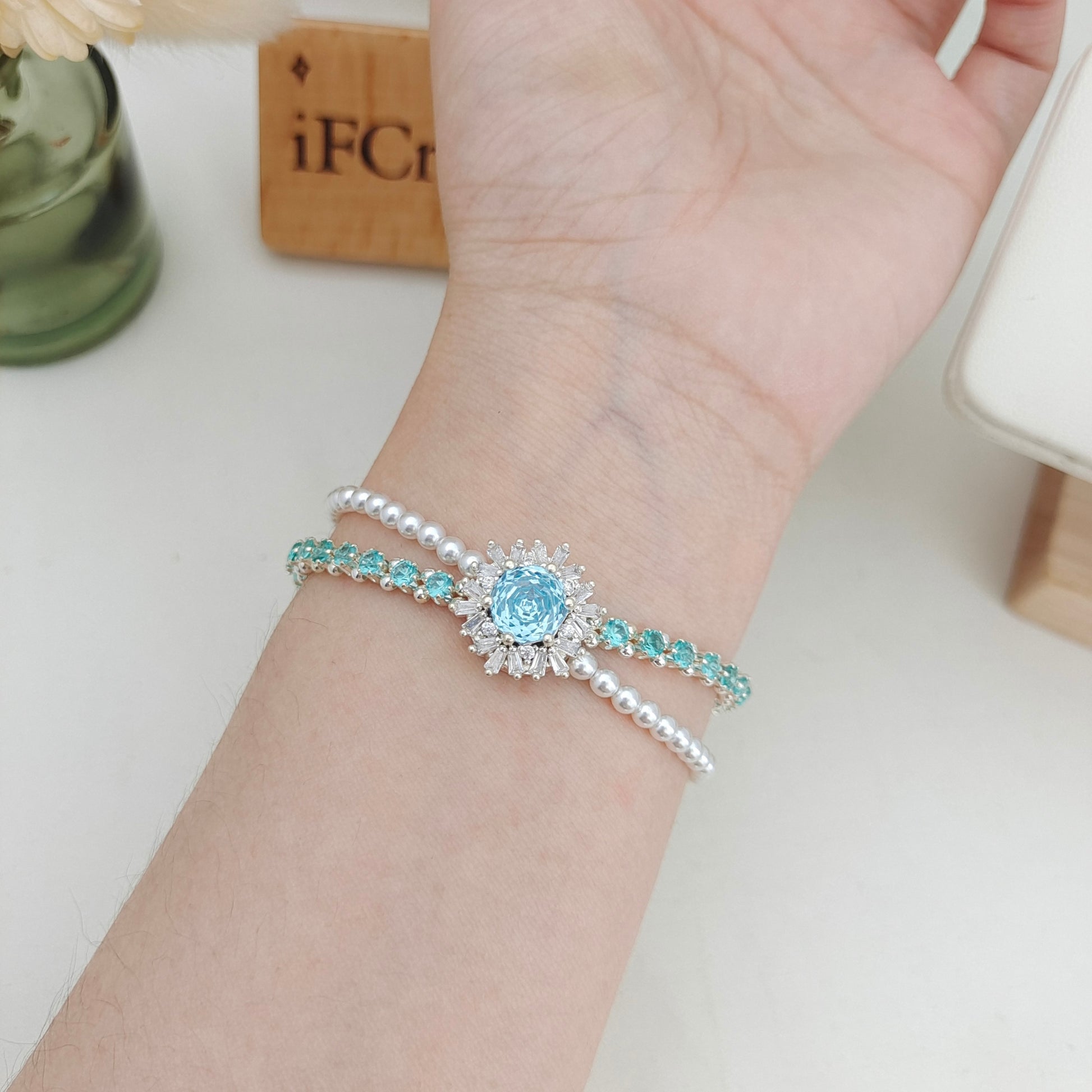 DIY Double Row Tiny Zircon Pearl Layered Bracelet | Handmade Jewelry Kit + Full Tutorial #180 iFCraftorium