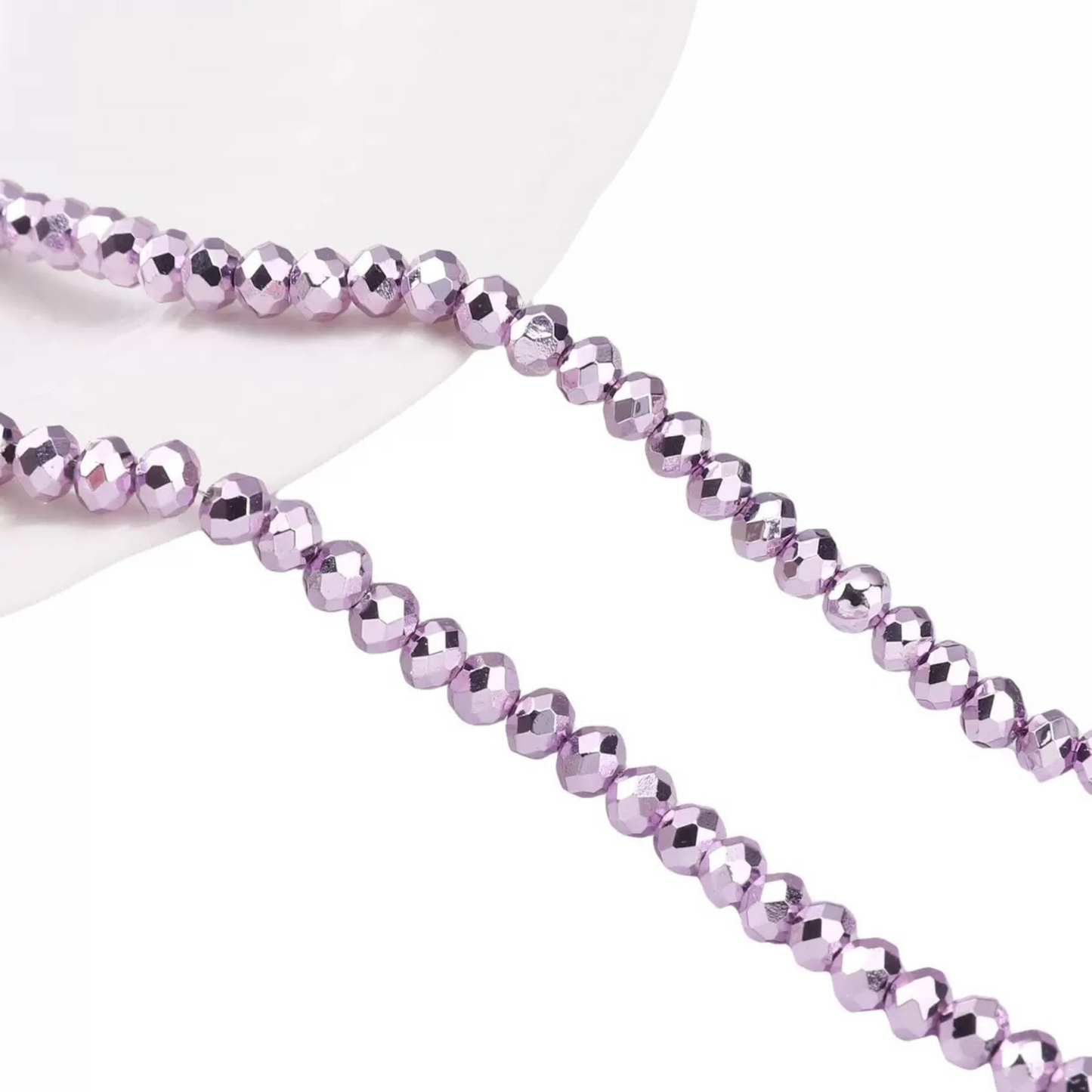 【S14】3 Strings DIY Spacer Beads – 2mm Electroplated Glass Crystal Wheel Beads, High-Color Retention Jewelry Findings for Handmade Bracelets & Necklaces