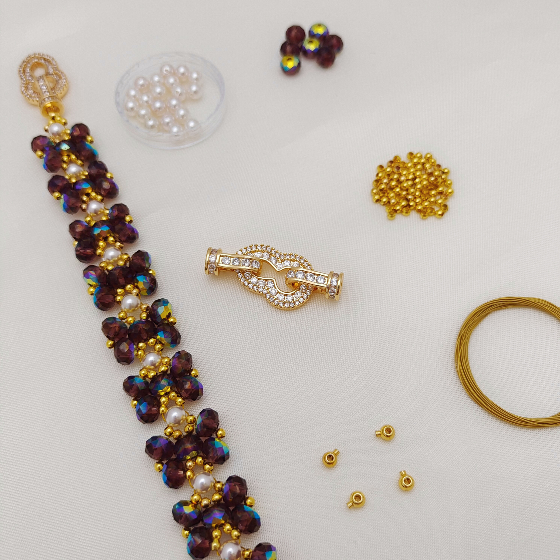 【No.147】Purple Butterfly Bracelet DIY Kit | Pearl Beads & Beading Supplies iFCraftorium