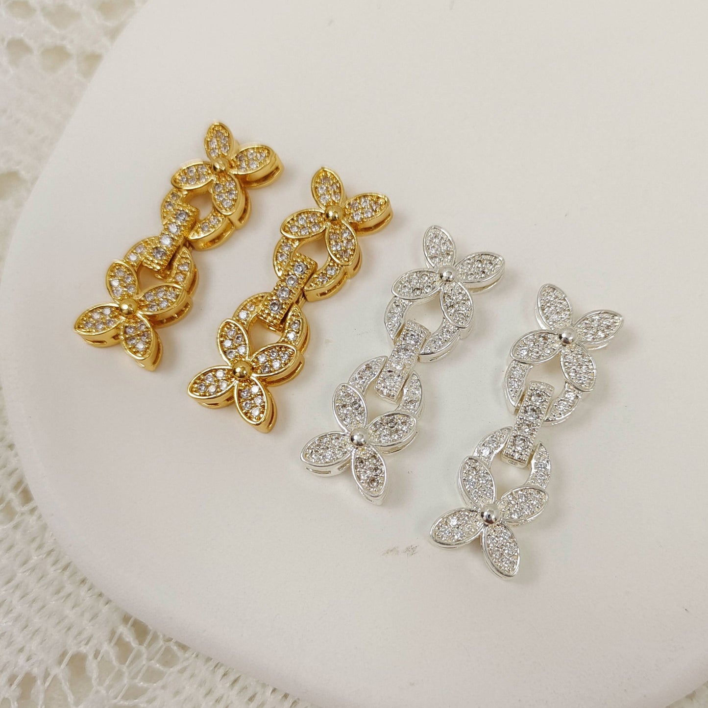 【B27】1PCS DIY Jewelry Findings – Butterfly Strap Clasp with Zircon | 18K Gold/Platinum Plated | Non-fading Beading Accessories iFCraftorium