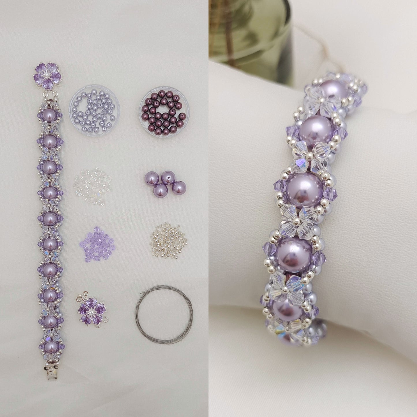 【No.142】Bracelet DIY Kit-Snow Lotus Pearl Beaded Bracelet | Handmade Jewelry Gift | Elegant Layered Design | Beading Materials + Full Tutorial iFCraftorium