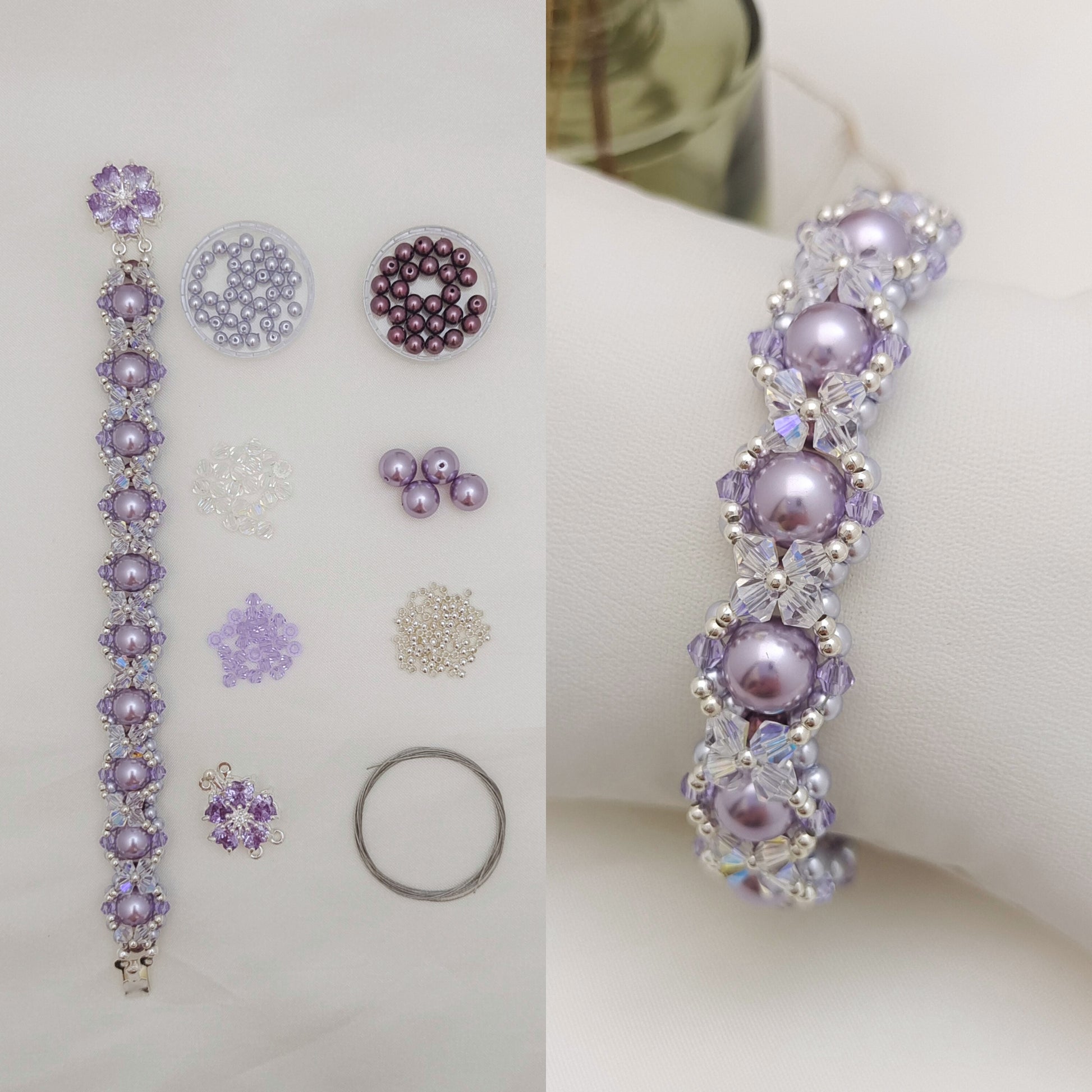 【No.142】Bracelet DIY Kit-Snow Lotus Pearl Beaded Bracelet | Handmade Jewelry Gift | Elegant Layered Design | Beading Materials + Full Tutorial iFCraftorium