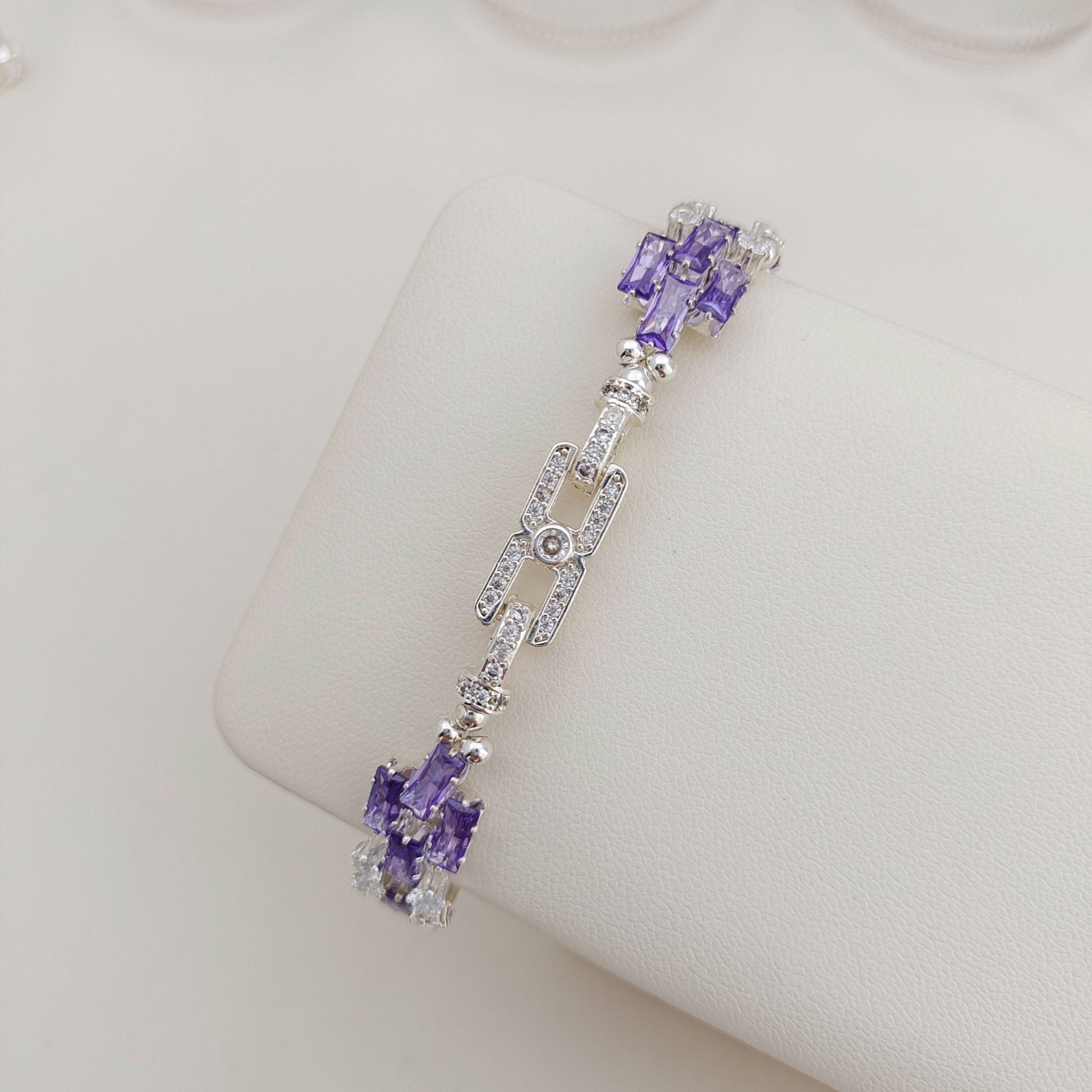 【No.38】 DIY Bracelet Craft Kit – Smurf Blue Baguette Zircon, Crystals & Beading Supplies with Video Tutorial iFCraftorium