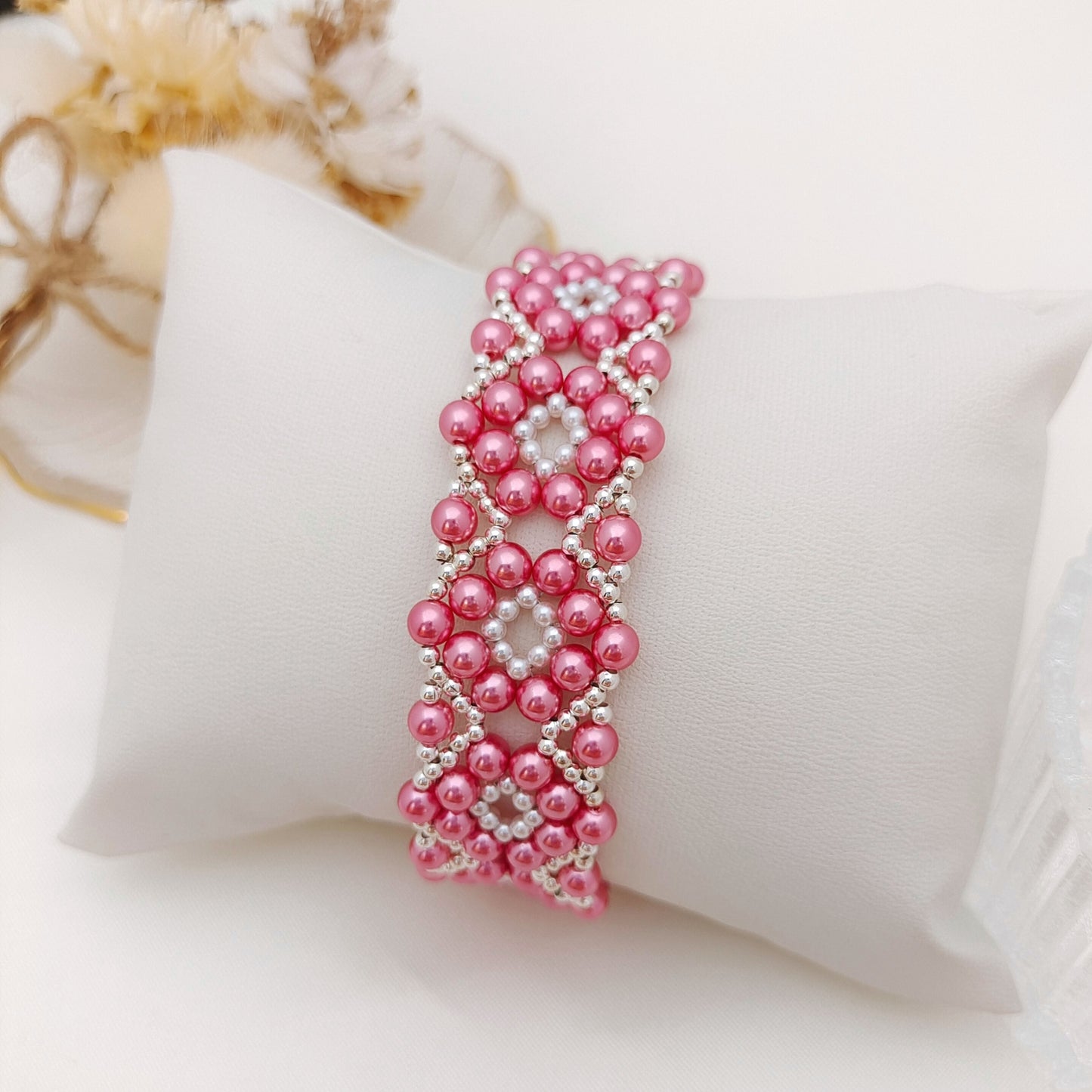 【No.125】DIY Beading Kit – Sweet Berry Pearl Bracelet | Complete Jewelry Making Set with Tutorial iFCraftorium