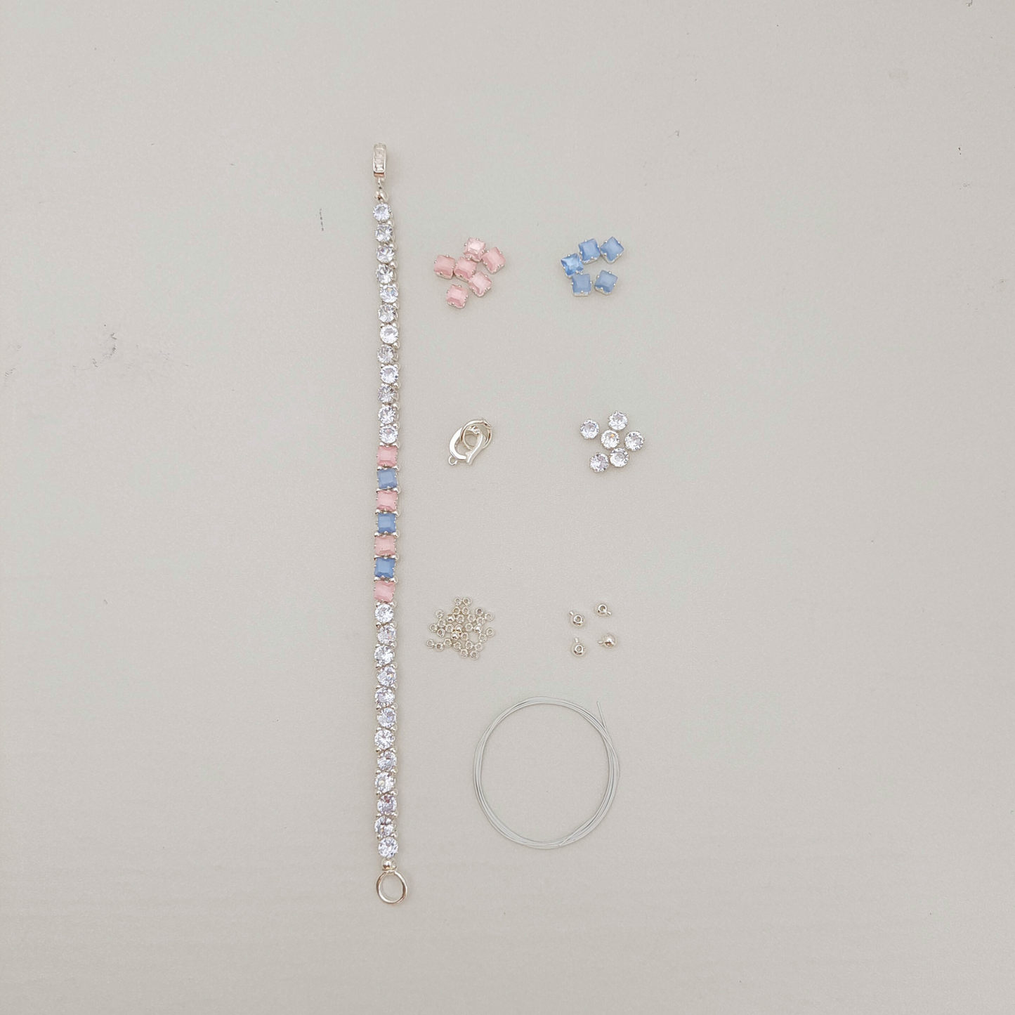 【No.61】 Cat Eye Clover Double-Layer DIY Bracelet Craft Kit | Pearl & Zircon Beading Set with Full Tutorial Handmade Jewelry