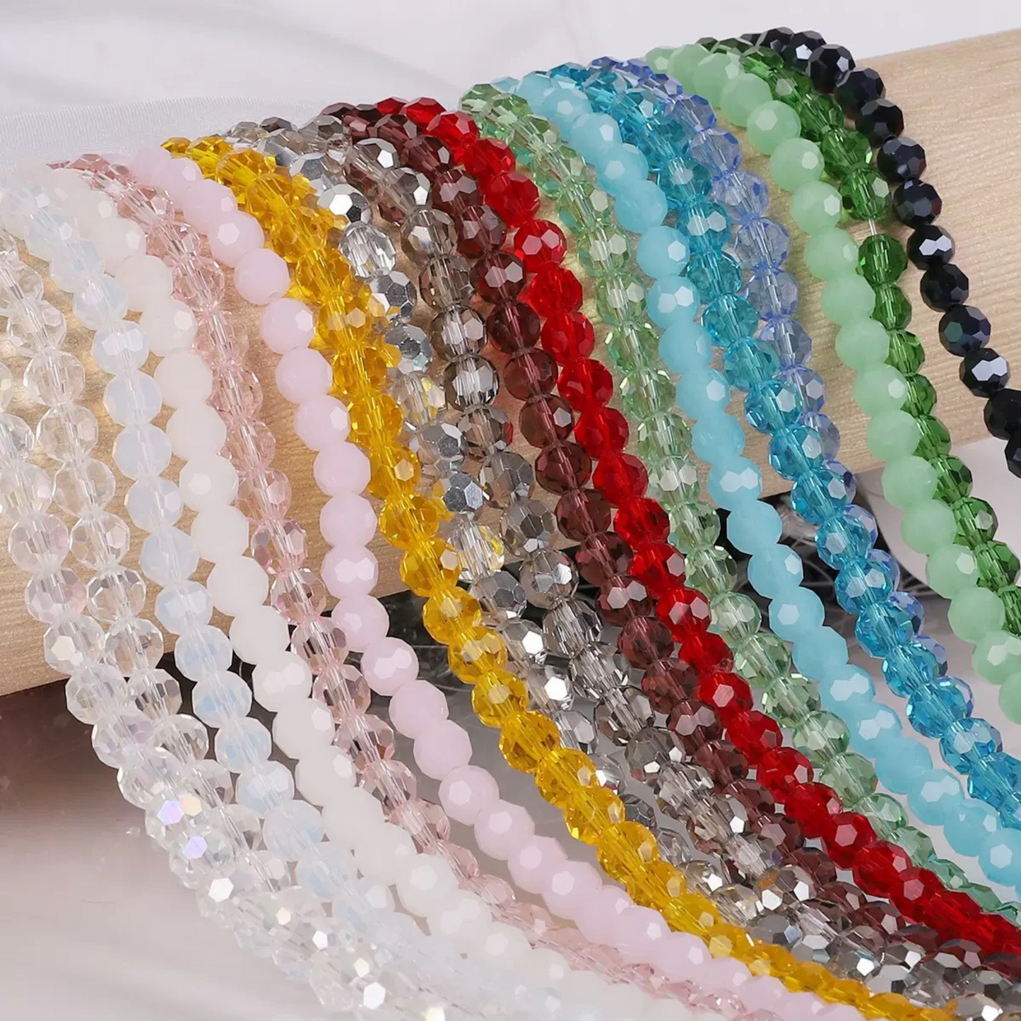 【L07】DIY Beads | 4mm Faceted Spinel Glass Crystal Round Beads | Jewelry Making Supplies