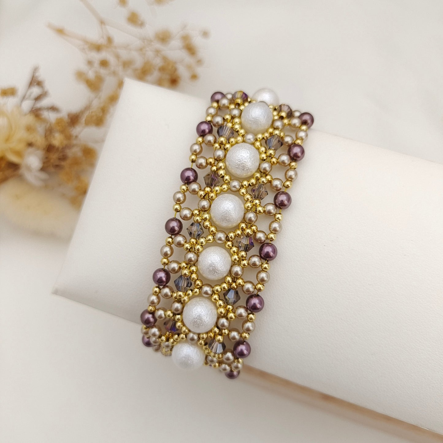 【No.158】DIY Queen’s Crown Bracelet Kit – Pearls, Marquise Beads, Seed Beads & 6-Hole Clasp | Full Tutorial iFCraftorium