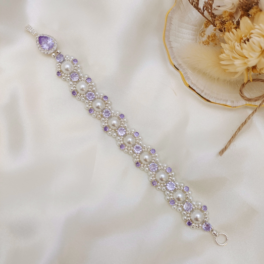 【No.54】 LinaBelle Inspired Premium Handmade Bracelet | Gold, Pink & Pearl | Finished DIY Jewelry