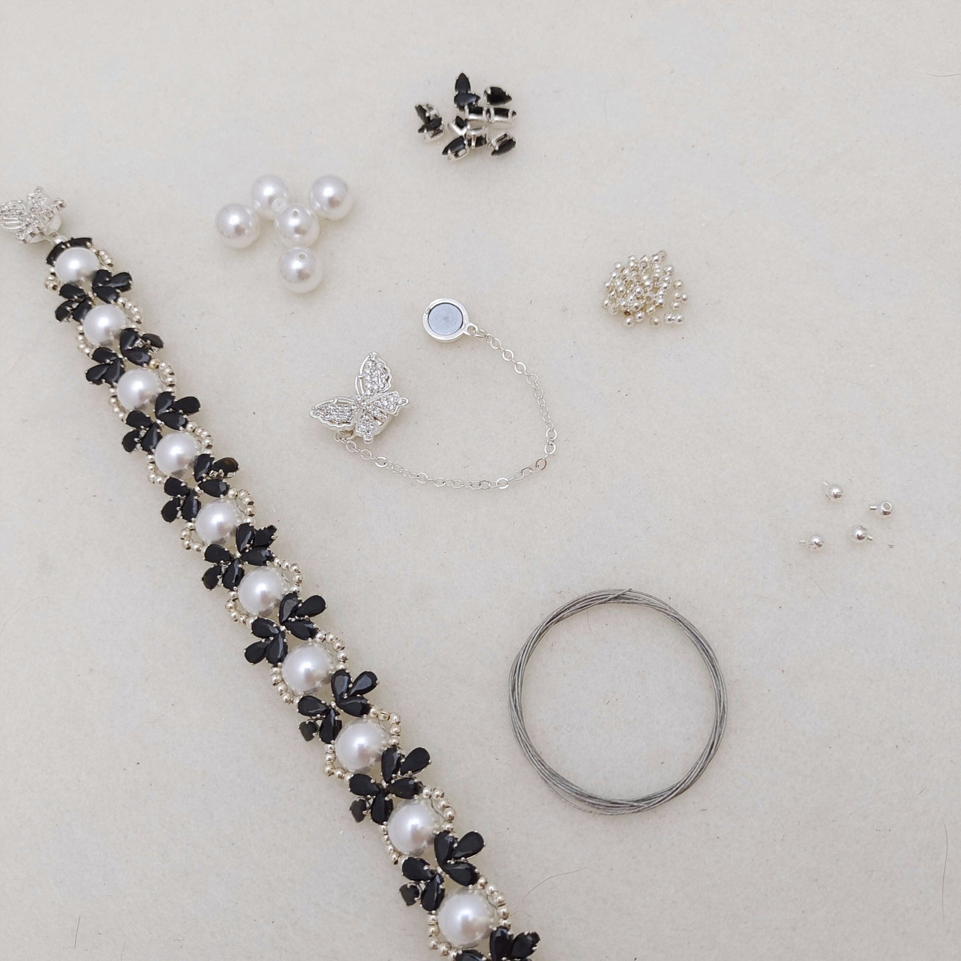 【No.127】DIY Bracelet Kit – Happy Party Design with Pearls, Teardrop CZ & Butterfly Magnetic Clasp | Complete Jewelry Tutorial iFCraftorium