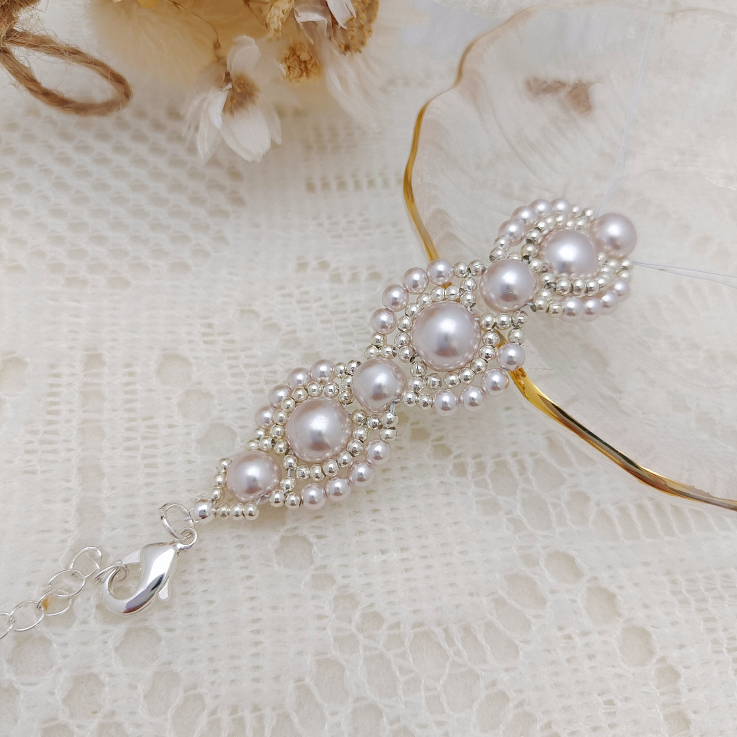 【No.84】 DIY Bracelet Craft Kit – Handmade Jewelry Infinite Dream Layered Pearl Bead Bracelet with Tutorial