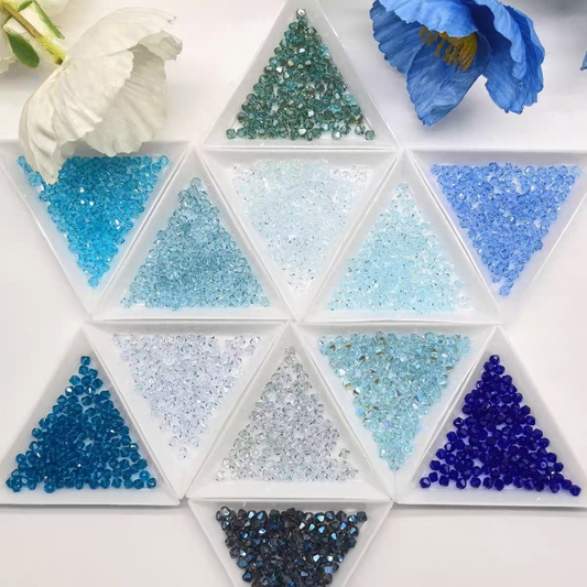 【L04】200pcs 4mm Transparent Diamond-Cut Glass Bicone Beads – Spacer Beads for DIY Bracelets & Necklaces