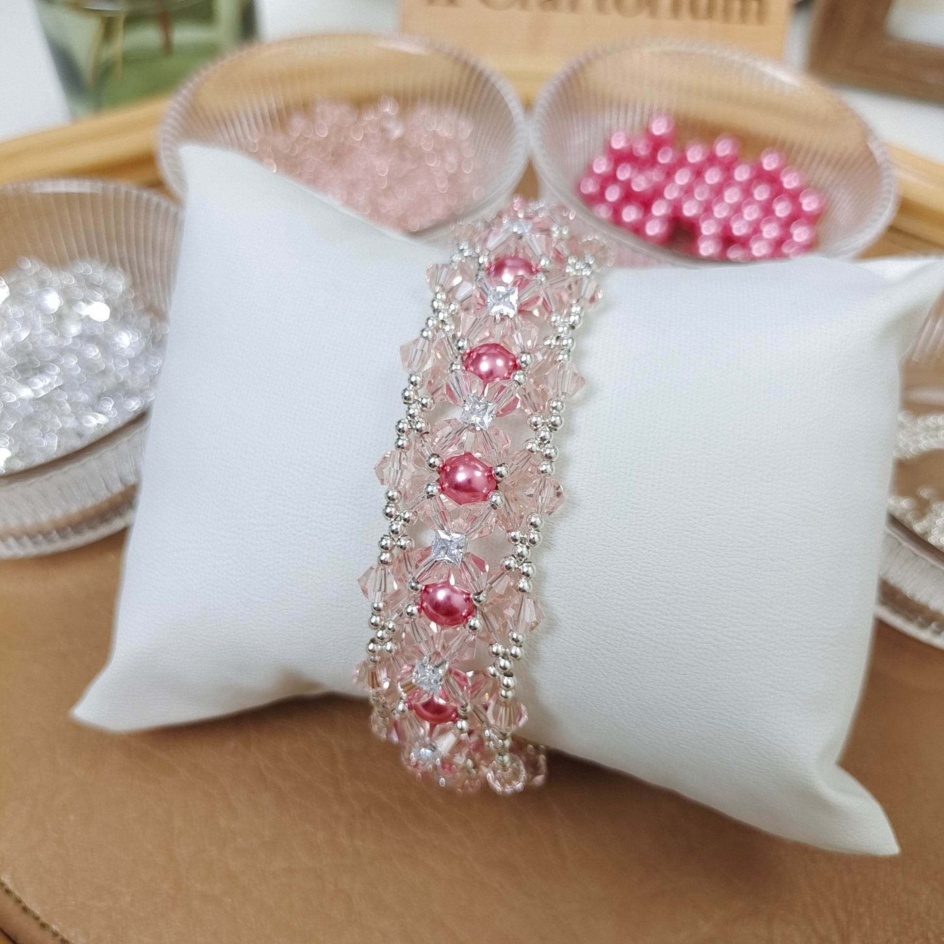 【No.118】DIY Jewelry Kit | “Dance of the Mystic Lotus” Bracelet with Pearls, CZ & Beads | Complete Tutorial Included iFCraftorium