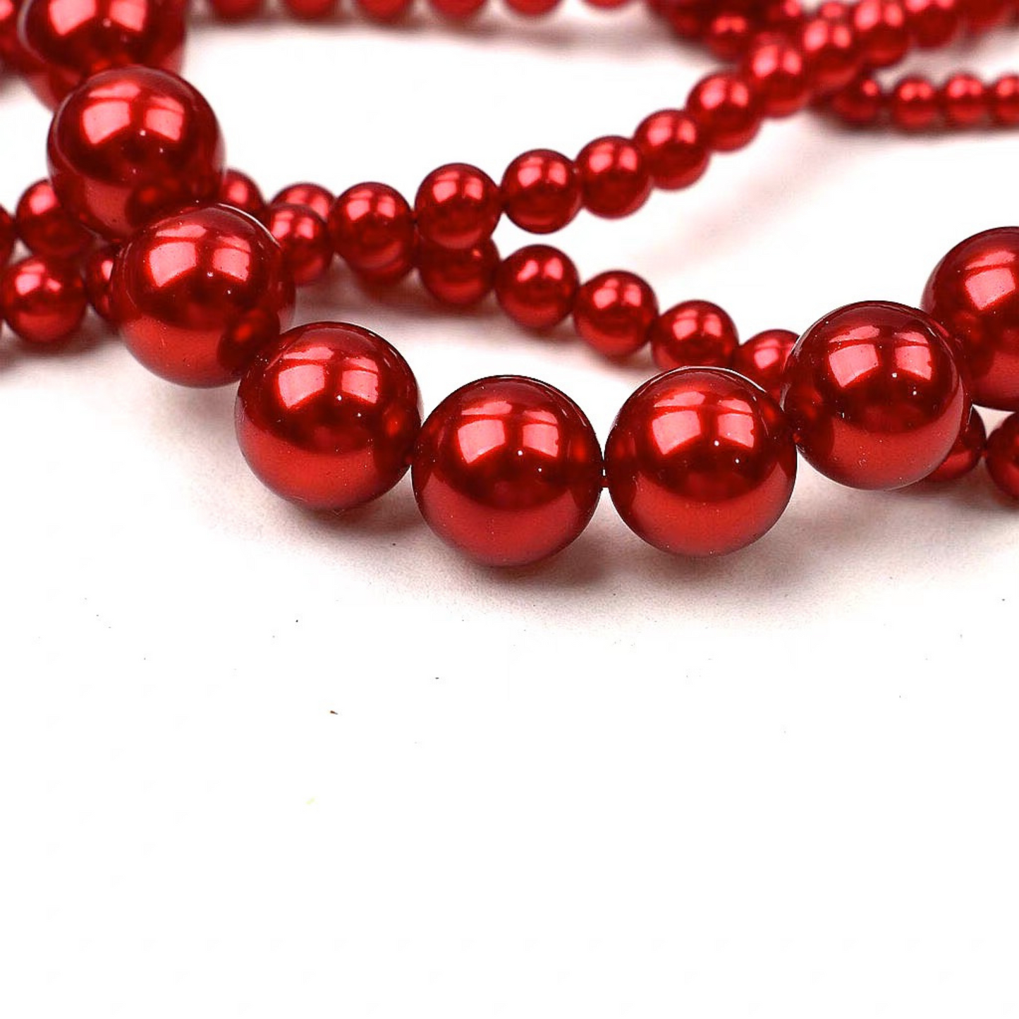 【P10】Red Imitation Swarovski Glass Pearls | 2–8mm Round Beads | High-Gloss Finish | DIY Jewelry Supplies