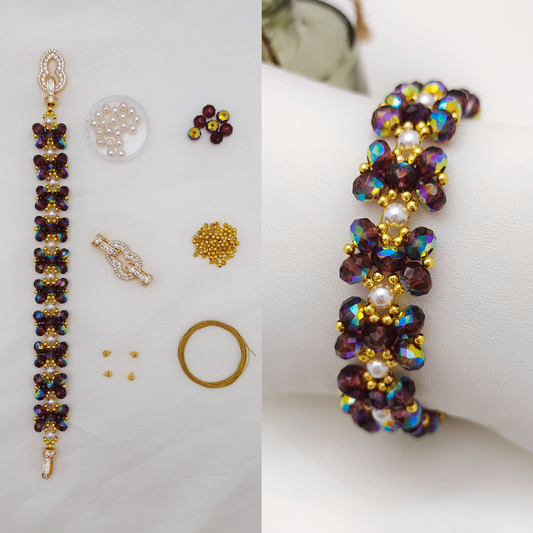 【No.147】Purple Butterfly Bracelet DIY Kit | Pearl Beads & Beading Supplies iFCraftorium
