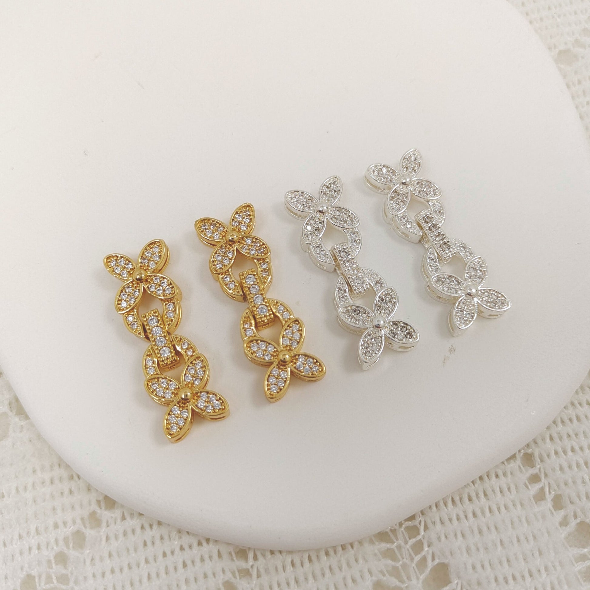 【B27】1PCS DIY Jewelry Findings – Butterfly Strap Clasp with Zircon | 18K Gold/Platinum Plated | Non-fading Beading Accessories iFCraftorium