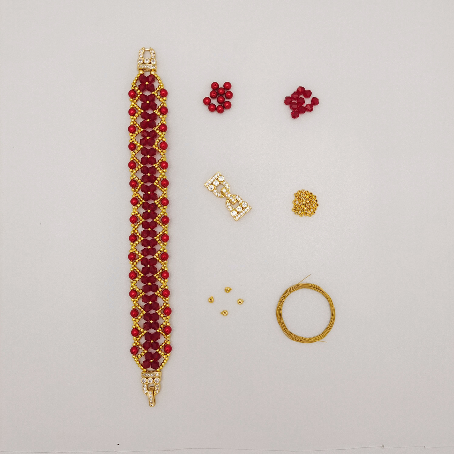 【No.97】DIY Kit – Exotic Charm Bracelet | Full Tutorial | Rhombus Beads & Pearls
