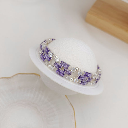 【No.38】 DIY Bracelet Craft Kit – Smurf Blue Baguette Zircon, Crystals & Beading Supplies with Video Tutorial iFCraftorium