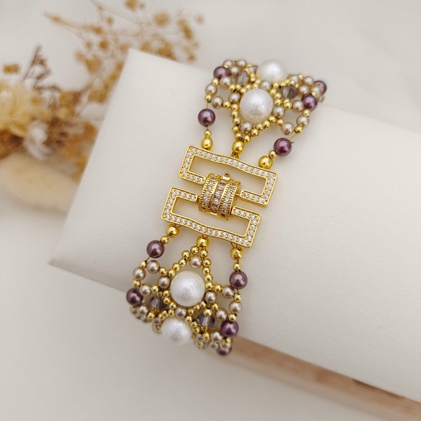 【No.158】DIY Queen’s Crown Bracelet Kit – Pearls, Marquise Beads, Seed Beads & 6-Hole Clasp | Full Tutorial iFCraftorium