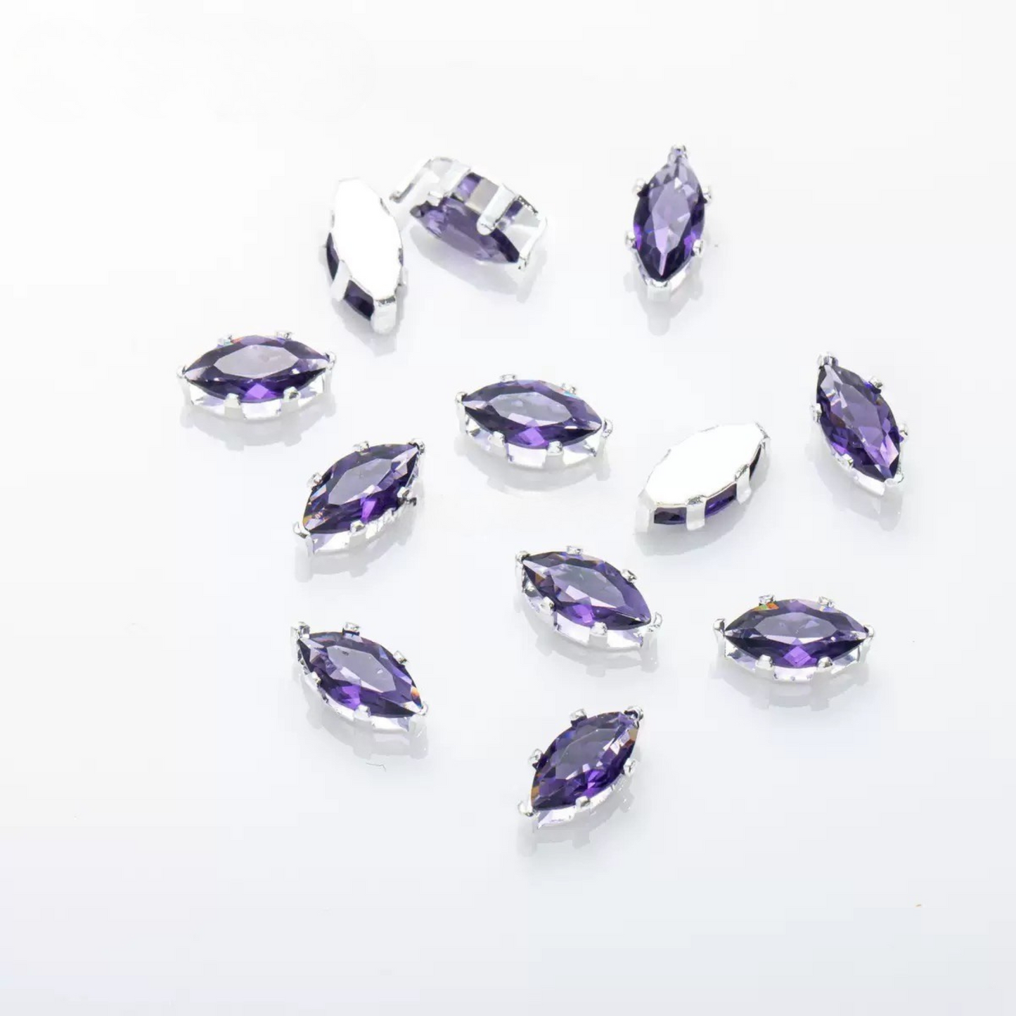 【A30】50PCS DIY Jewelry Findings – 3×6mm Six-Prong Marquise-Cut CZ Stones | Silver-Plated, Tarnish-Resistant Beads for Handmade Bracelets/Necklaces
