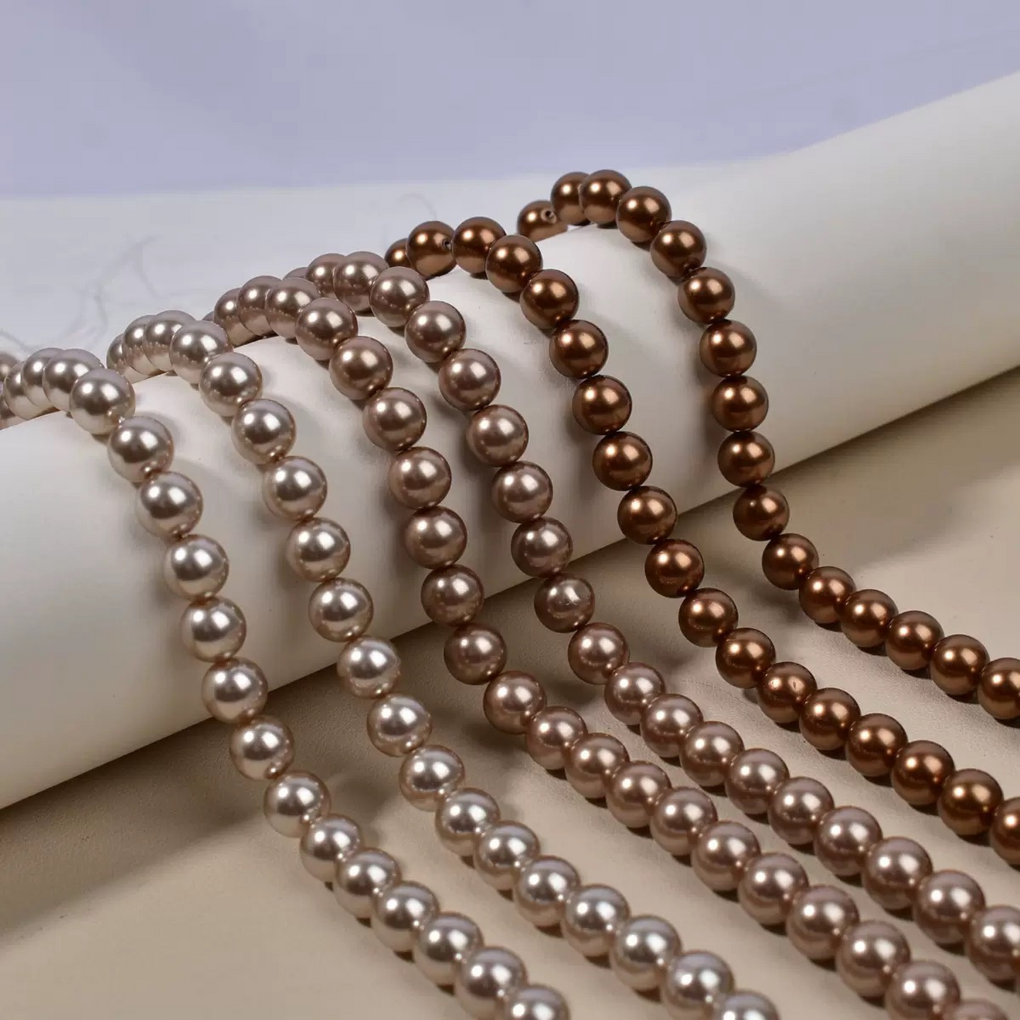 【P09】Imitation Swarovski Coffee Brown Glass Pearls – 2-8mm Round Beads | High Gloss Finish for DIY Jewelry