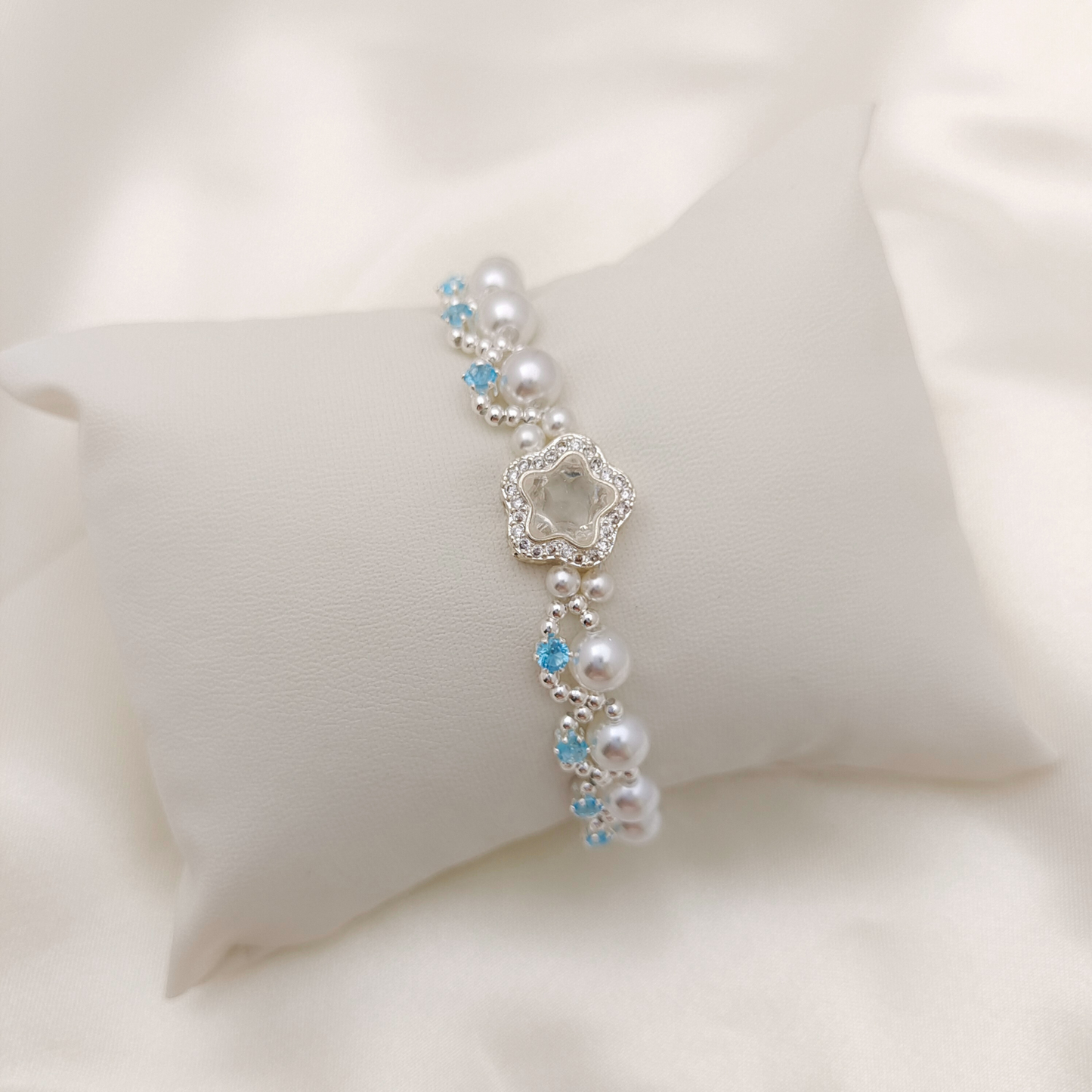 【No.50】 Star & Moon Handmade Pearl Bracelet | DIY Beading Bracelet Finished Jewelry Gift for Her