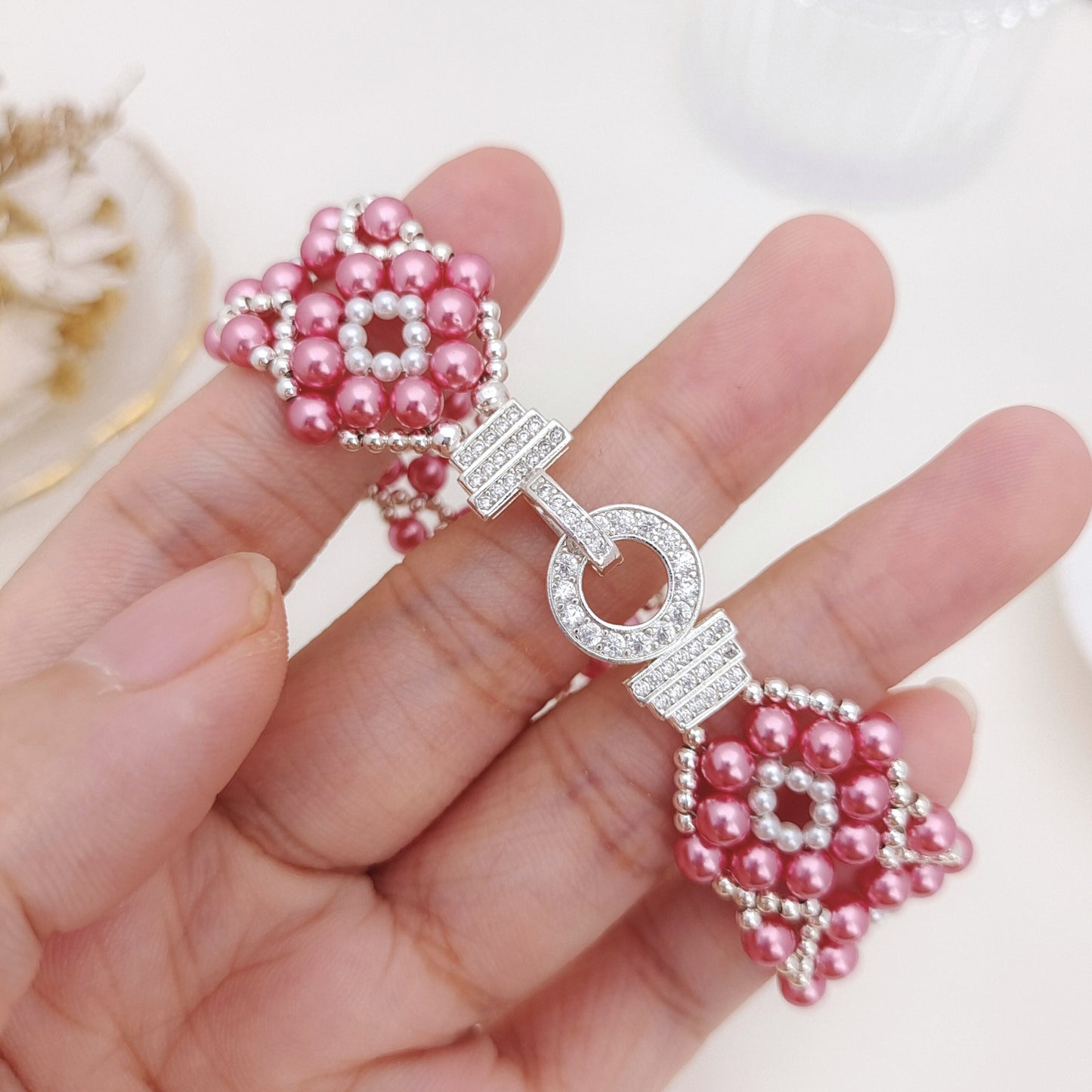 【No.125】DIY Beading Kit – Sweet Berry Pearl Bracelet | Complete Jewelry Making Set with Tutorial iFCraftorium
